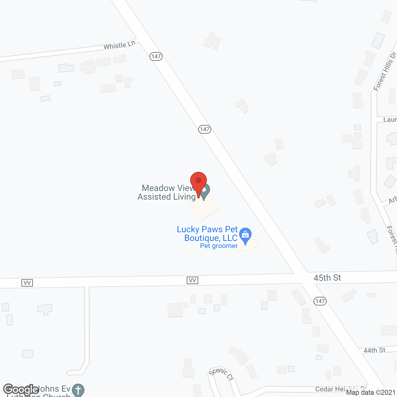 Map of the neighborhood around Meadow View Assisted Living