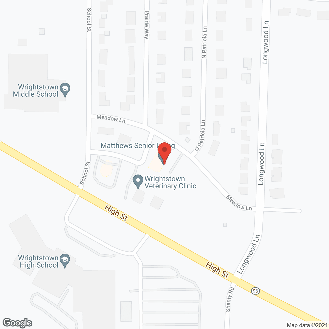 Map of the neighborhood around Matthews of Wrightstown