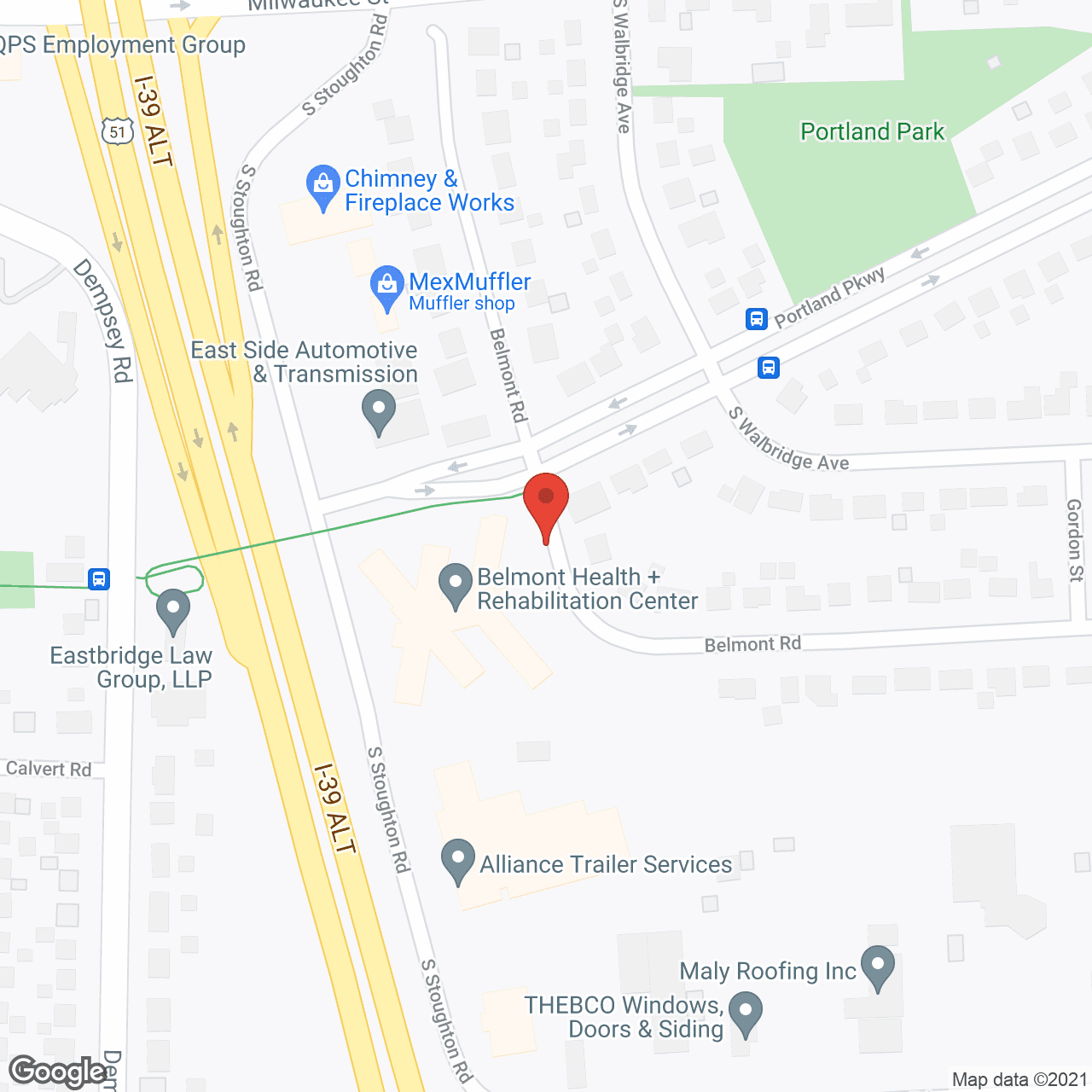 Map of the neighborhood around Madison Health and Rehabilitation Center