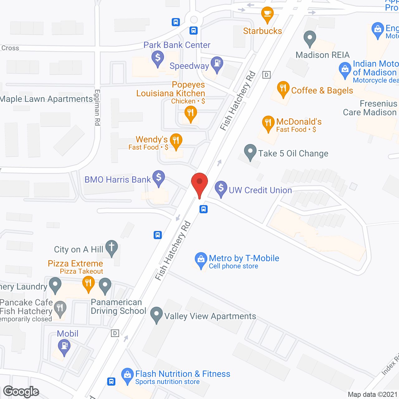 Map of the neighborhood around The Ridge at Madison