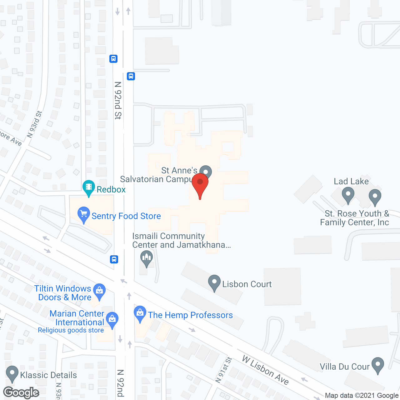 Map of the neighborhood around Tivoli Terrace At St Annes Salvatorian Campus