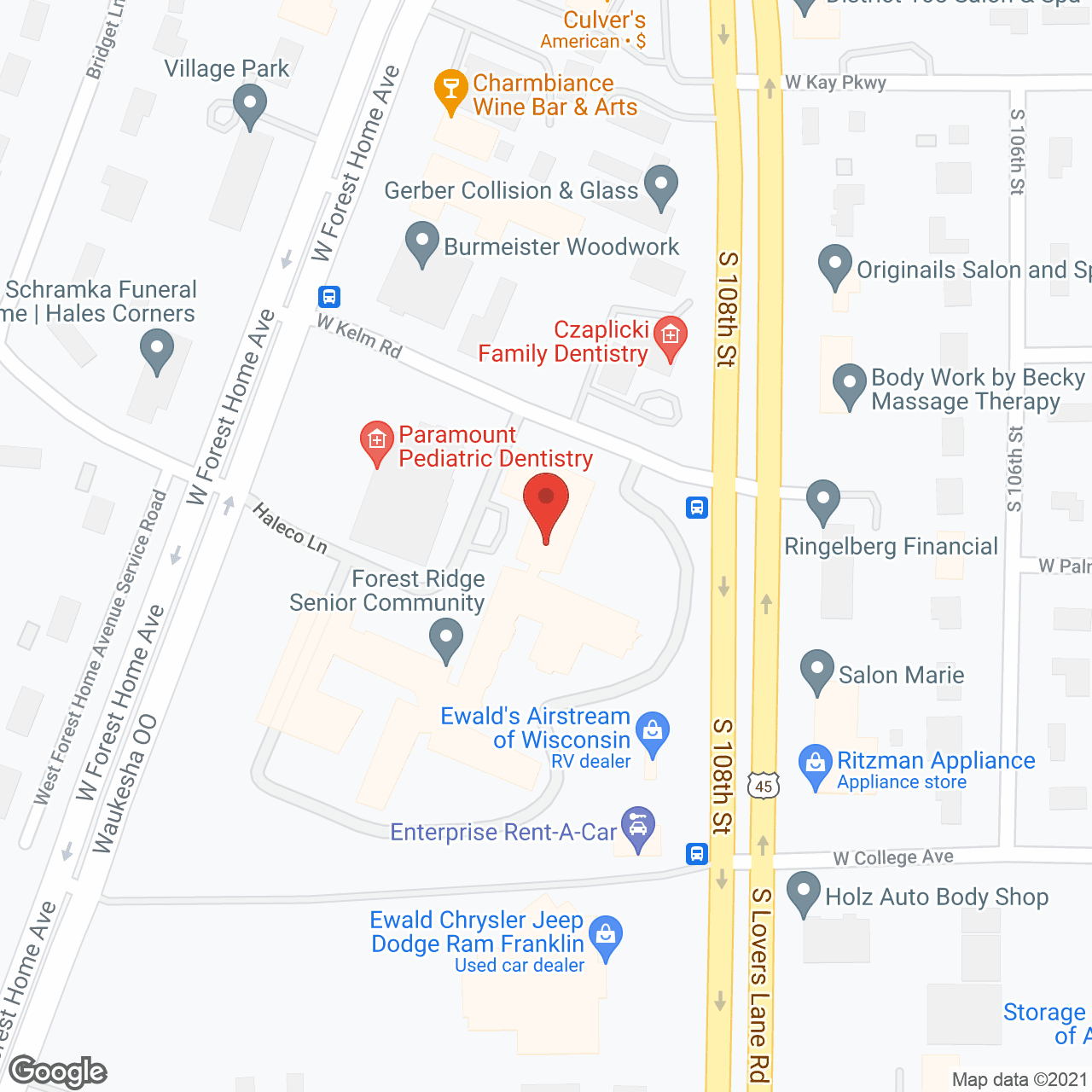 Map of the neighborhood around Forest Ridge Senior Community