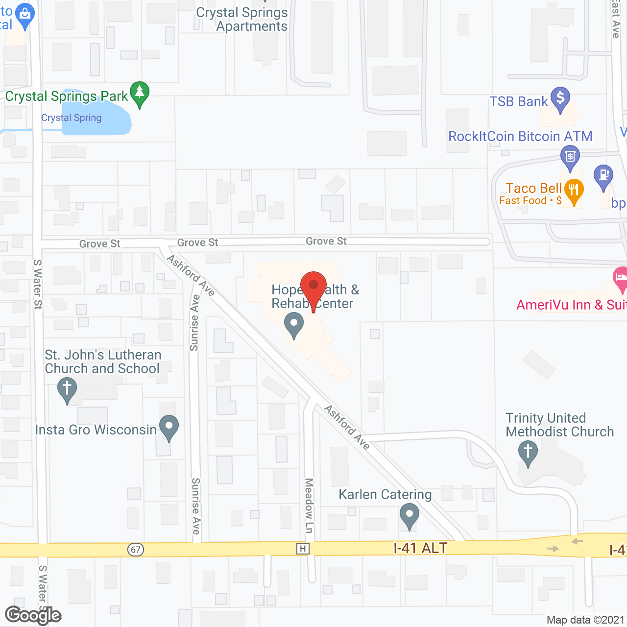 Map of the neighborhood around Hope Senior Living