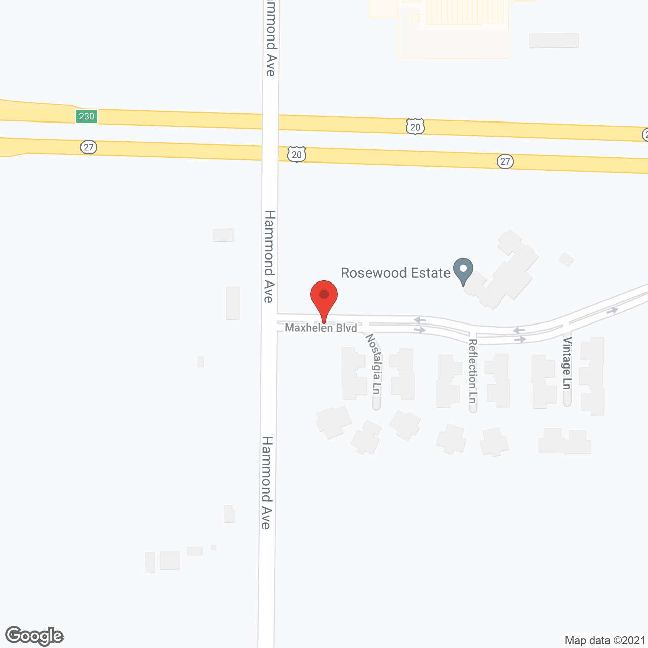 Map of the neighborhood around Rosewood Estate