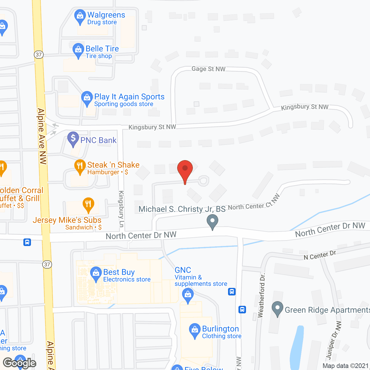 Map of the neighborhood around Grandview Assisted Living