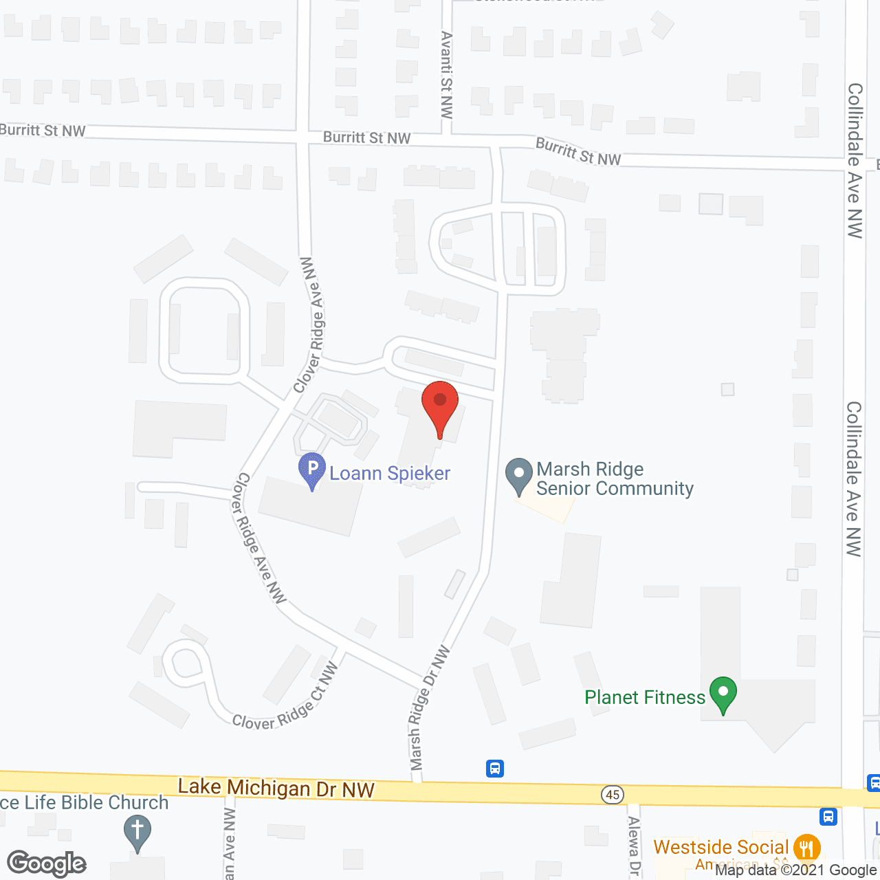 Map of the neighborhood around Marsh Ridge Apartments