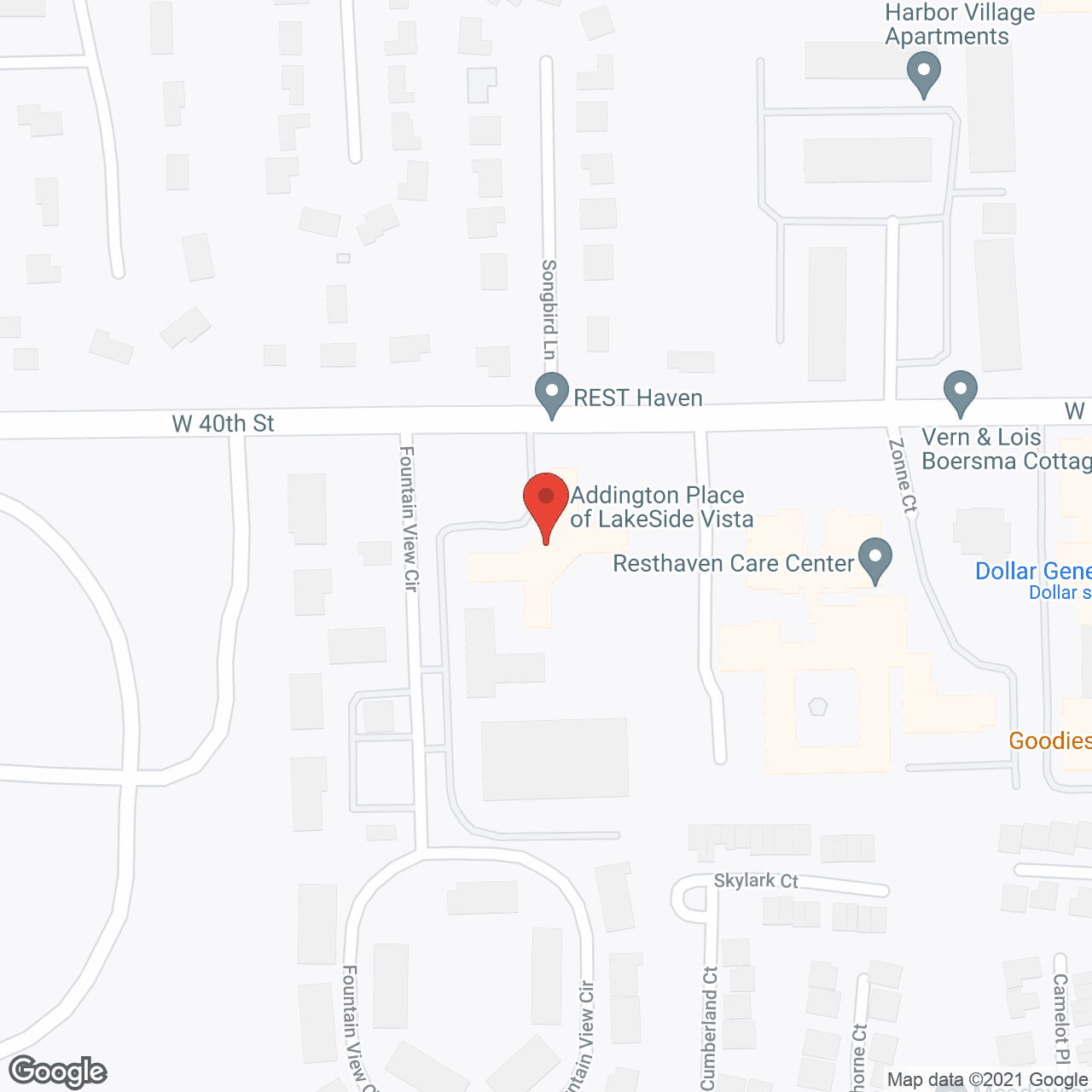 Map of the neighborhood around Addington Place of Lakeside Vista