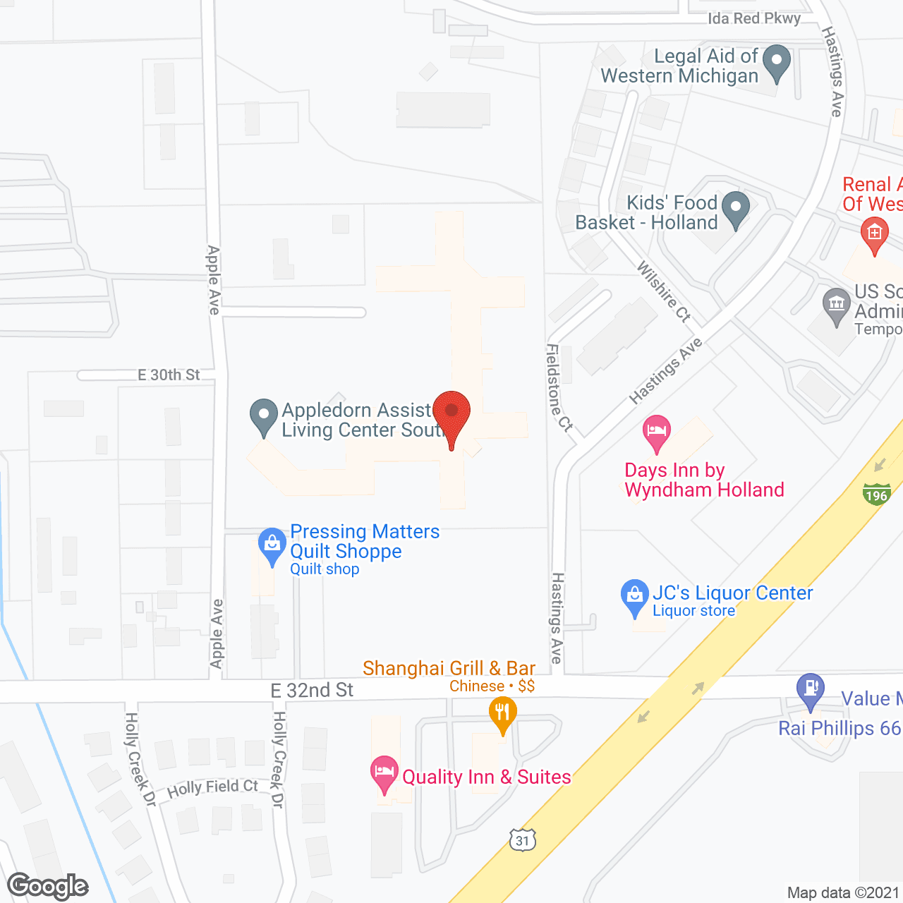 Map of the neighborhood around Appledorn Living Center