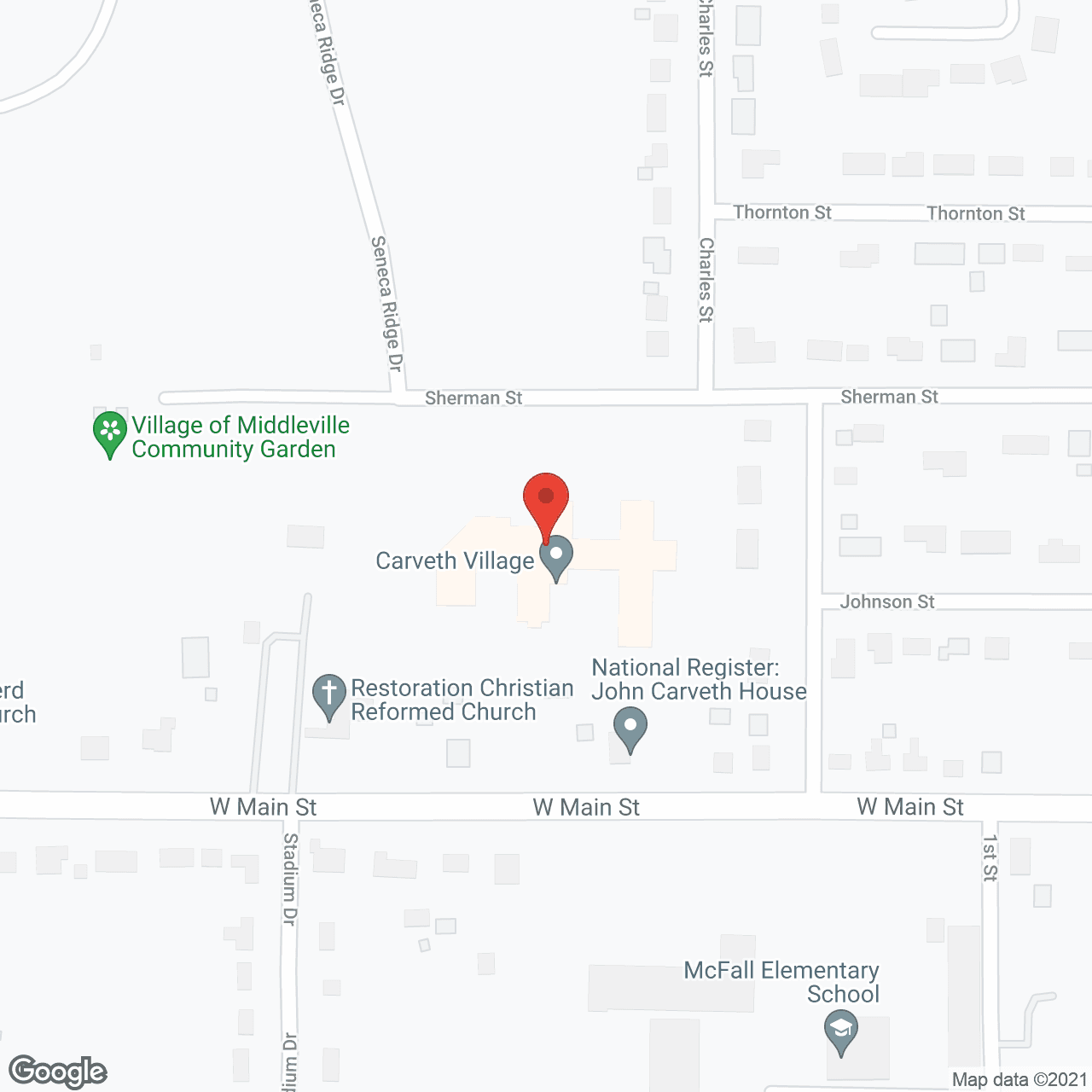 Map of the neighborhood around Carveth Village