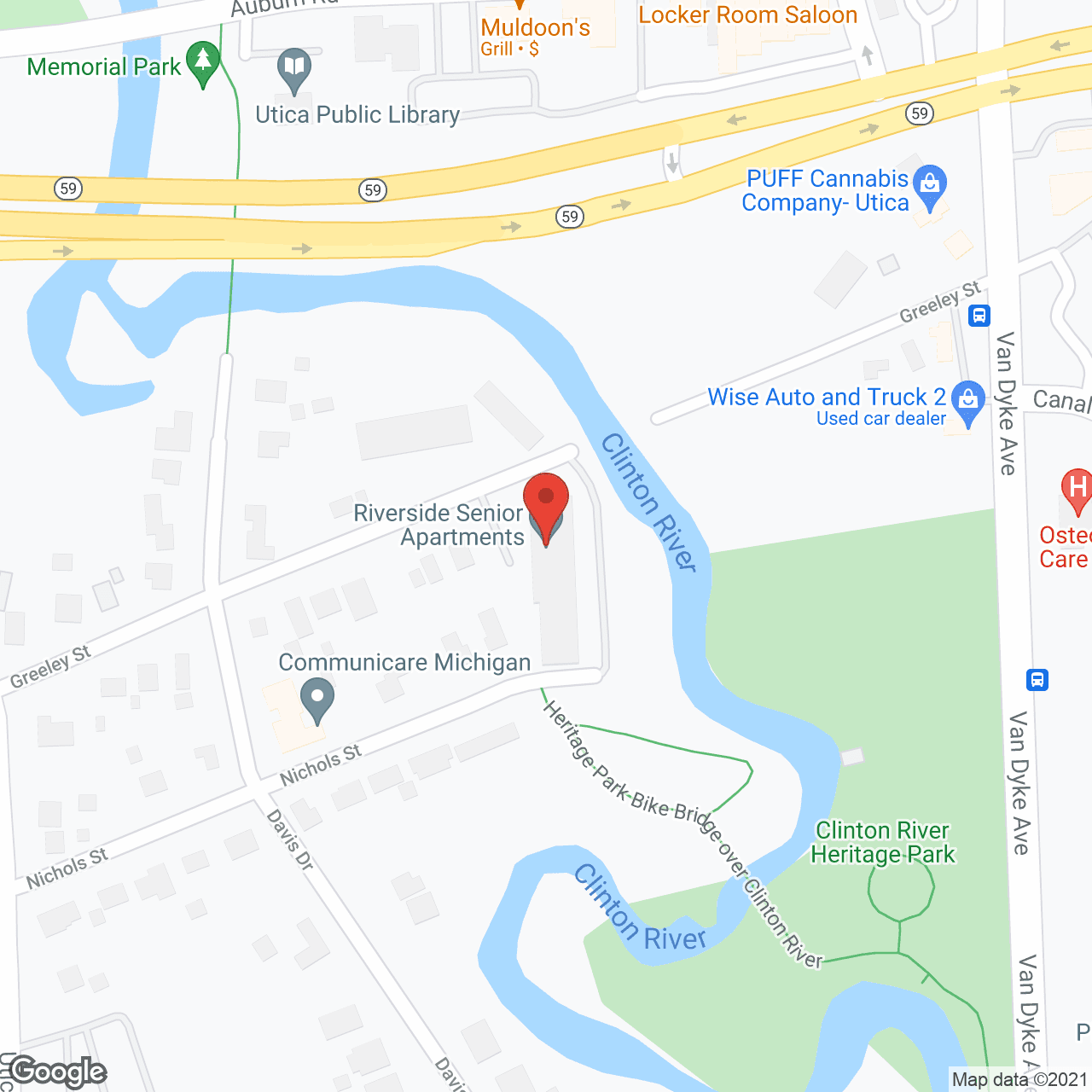 Map of the neighborhood around Utica's Senior Housing