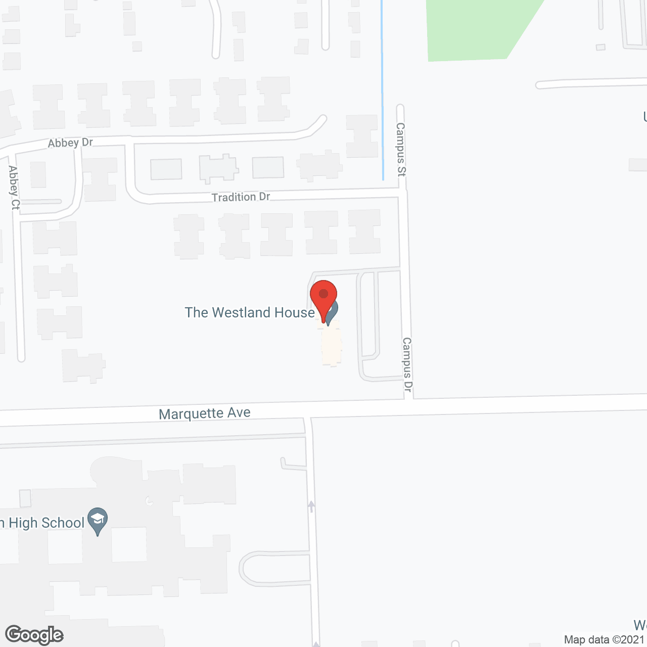 Map of the neighborhood around The Westland House
