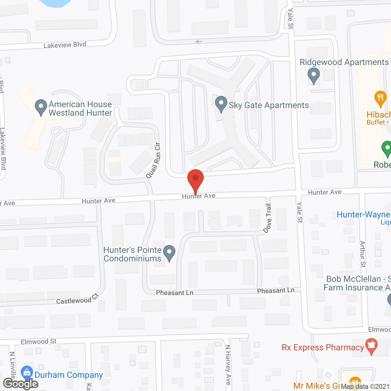 Map of the neighborhood around American House Westland Hunter Senior Living