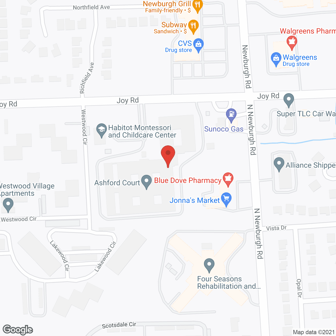 Map of the neighborhood around Ashford Court