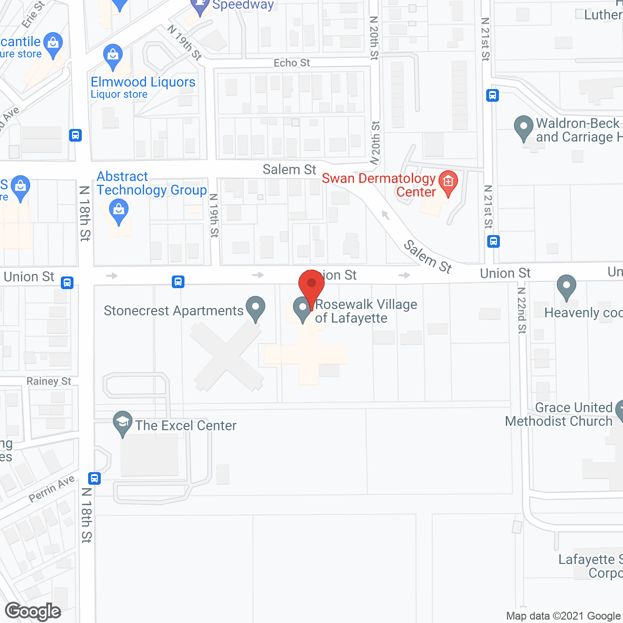 Map of the neighborhood around Rosewalk Village of Lafayette