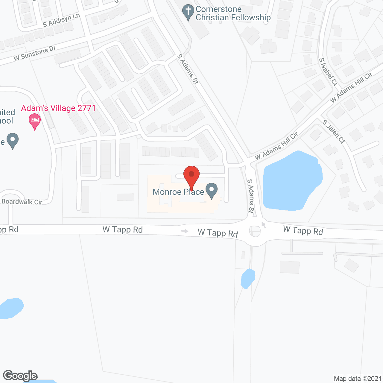 Map of the neighborhood around Cedar Creek of Bloomington Assisted Living