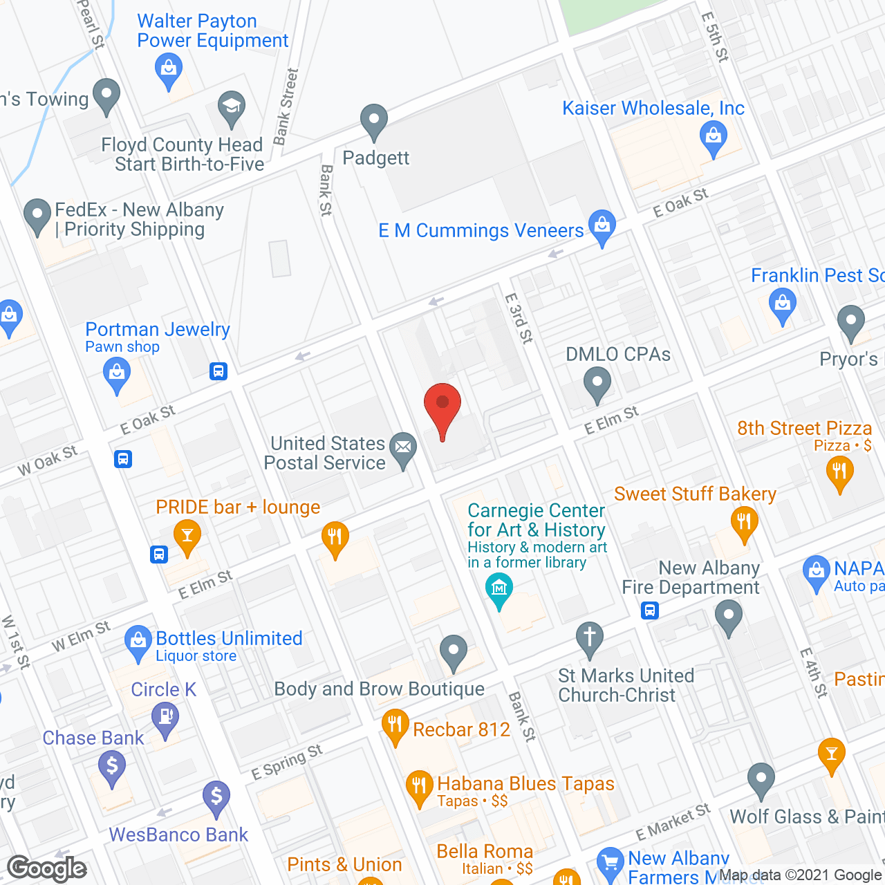 Map of the neighborhood around New Albany Nursing And Rehabilitation Center