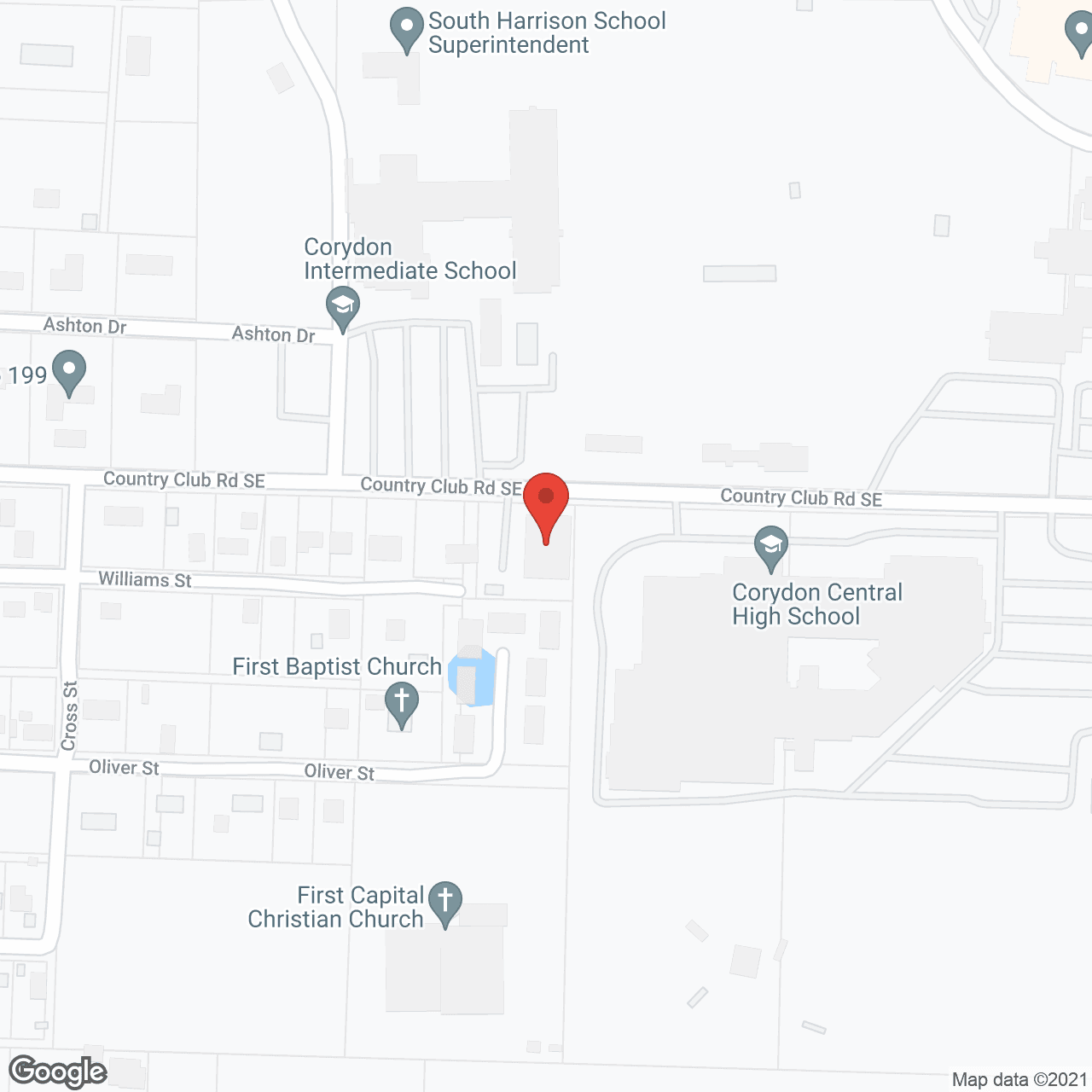 Map of the neighborhood around Corydon Health Care Ctr