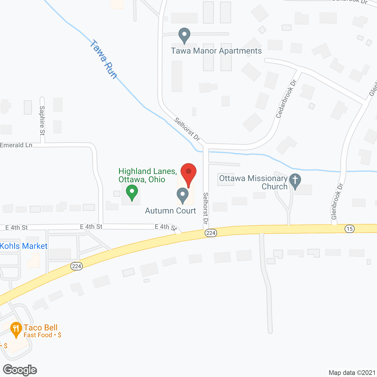 Map of the neighborhood around Autumn Court