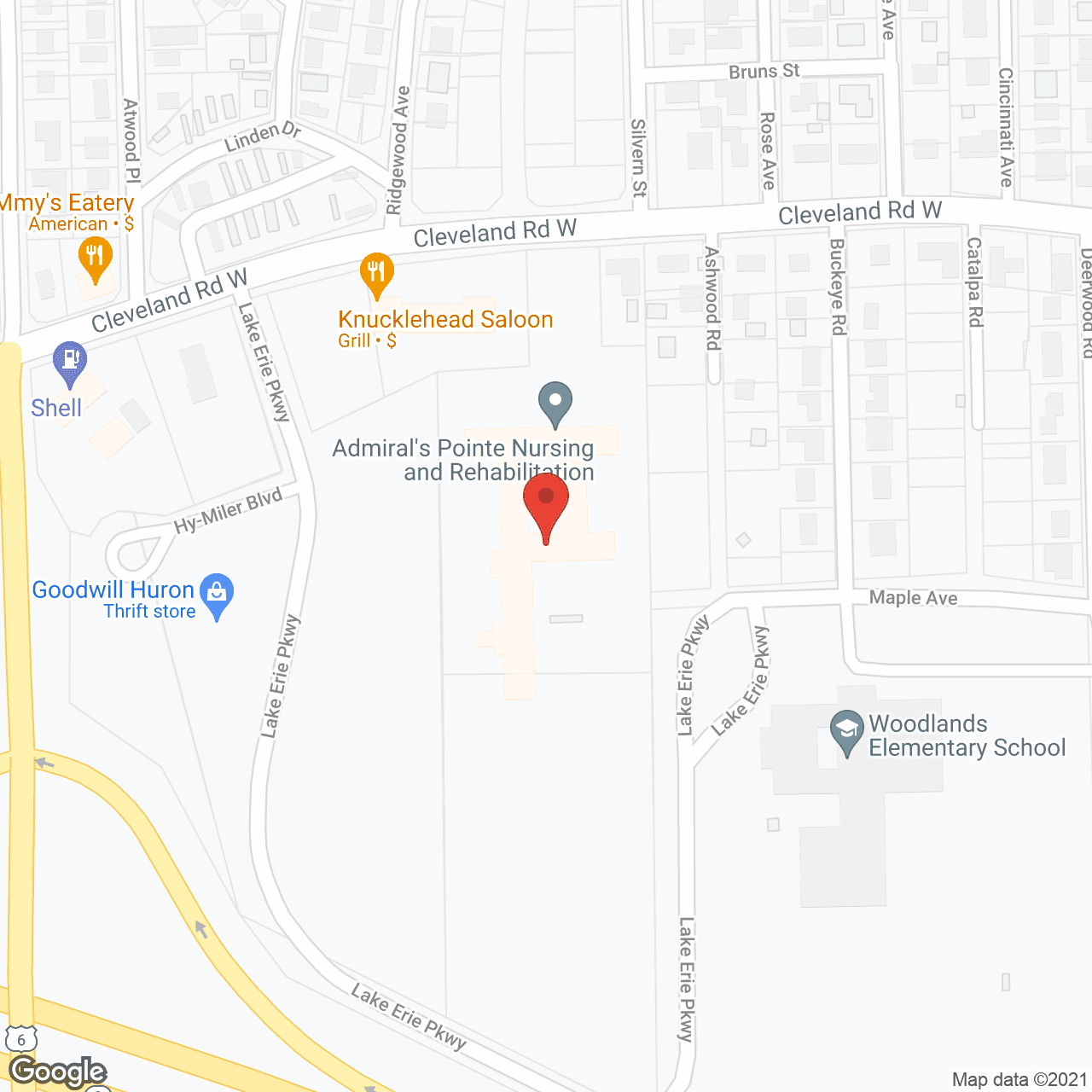 Map of the neighborhood around Huron Health Care Ctr