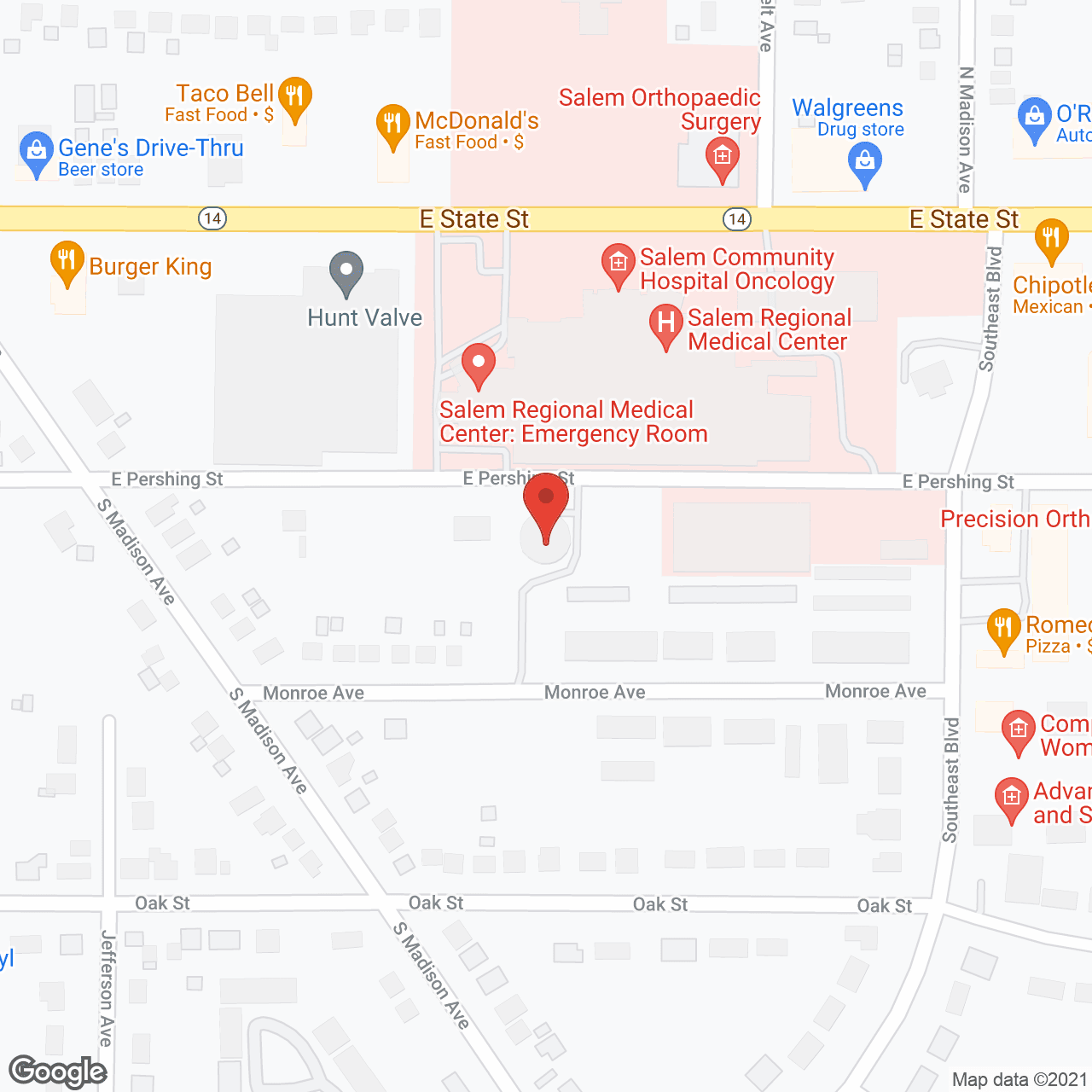 Map of the neighborhood around Salem Care Center