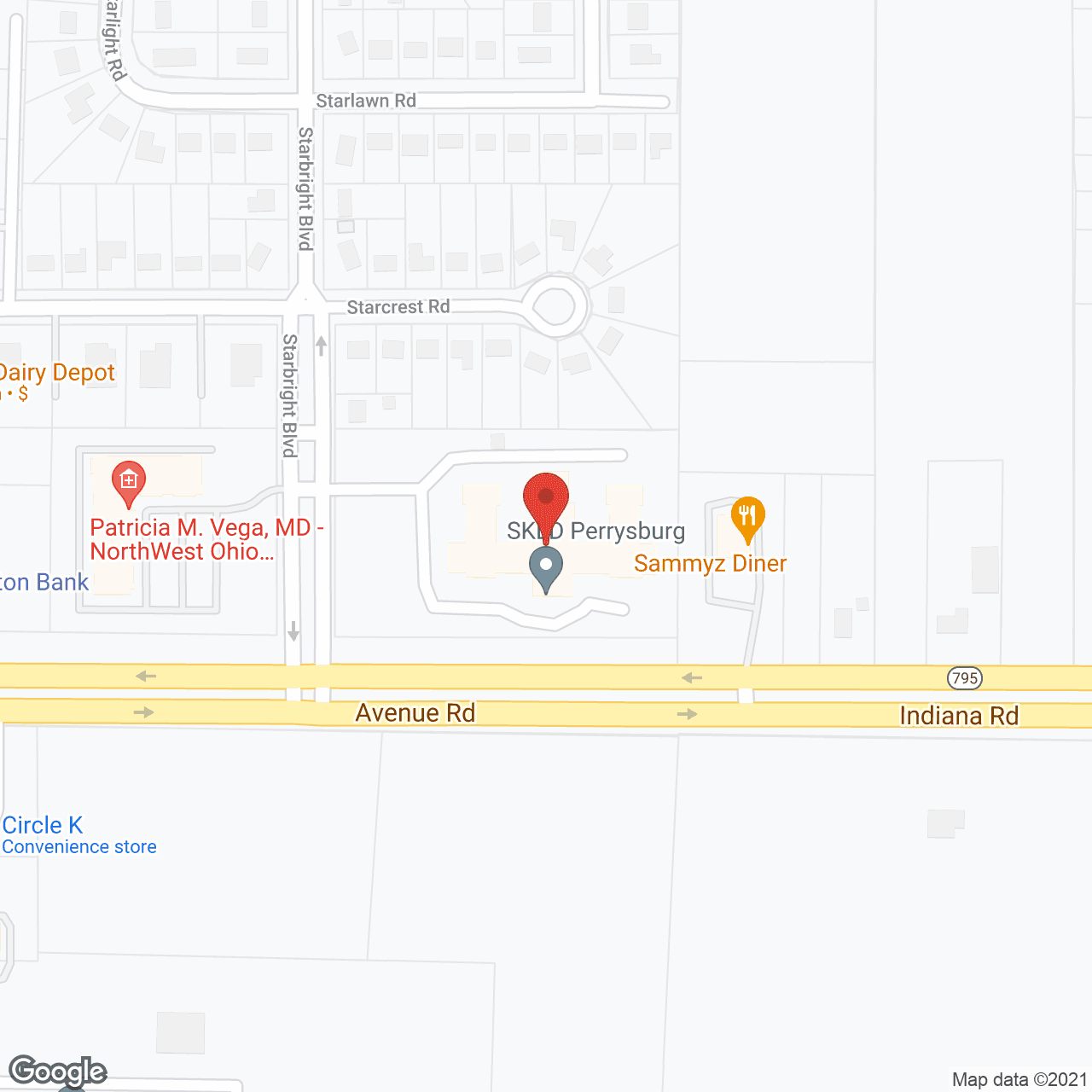 Map of the neighborhood around Perrysburg Care and Rehabilitation Center