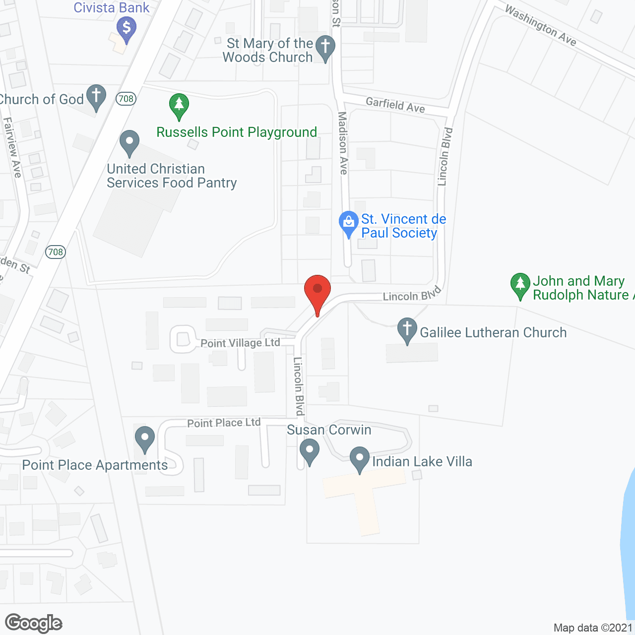 Map of the neighborhood around Indian Lake Villa