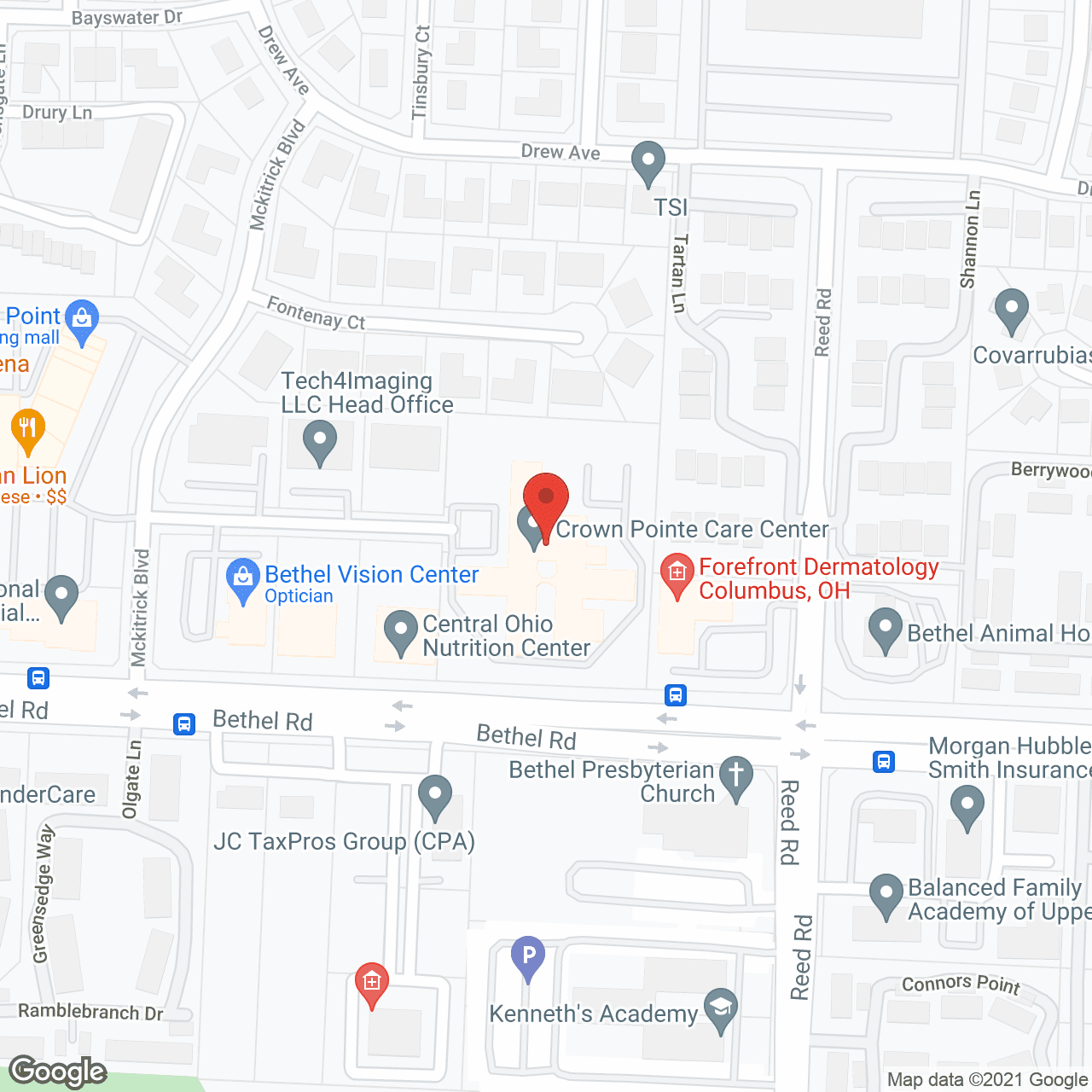 Map of the neighborhood around Crown Pointe Care Center