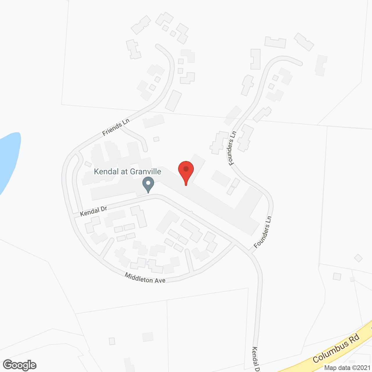 Map of the neighborhood around Otterbein Granville