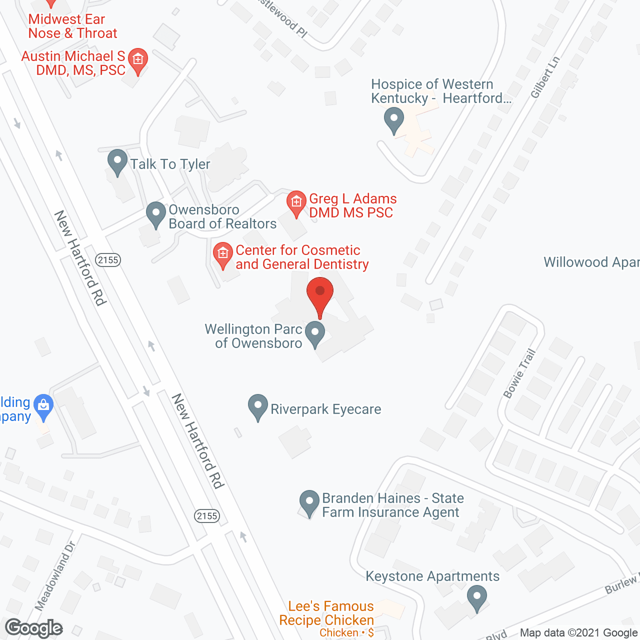 Map of the neighborhood around Wellington Parc of Owensboro