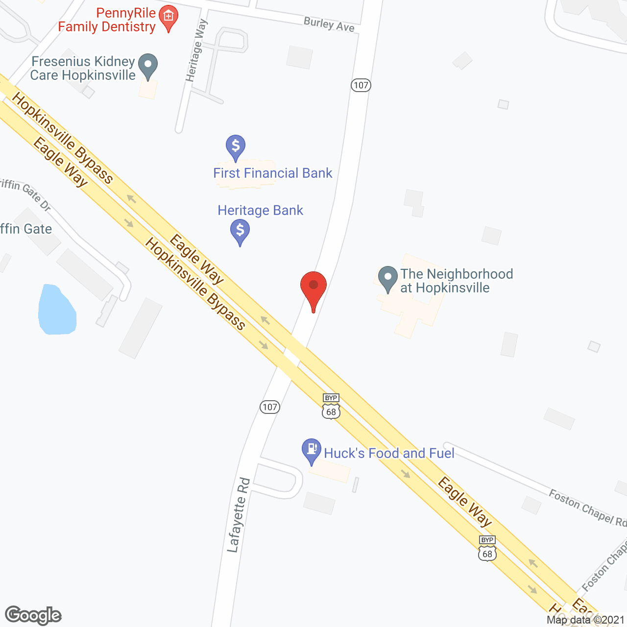 Map of the neighborhood around The Neighborhood at Hopkinsville