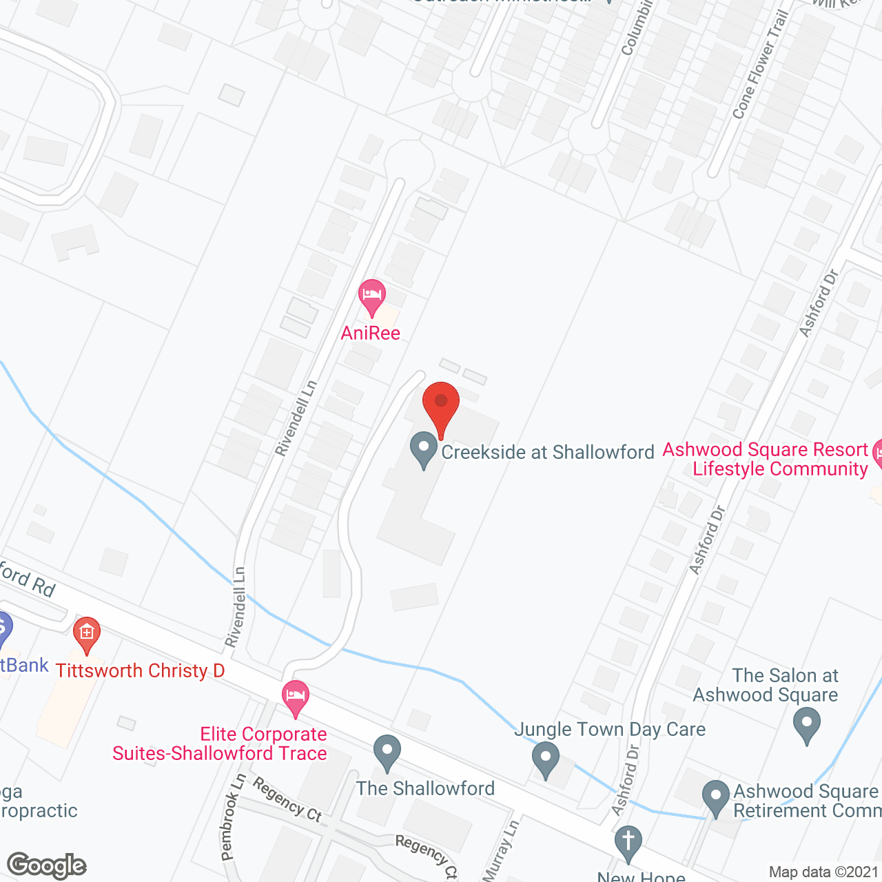 Map of the neighborhood around Creekside at Shallowford