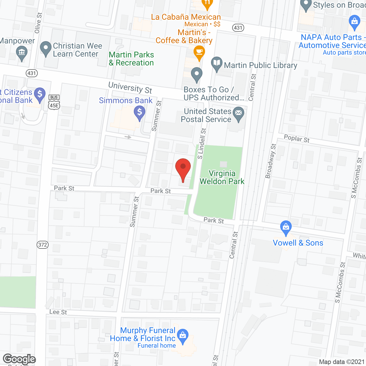 Map of the neighborhood around Kings Apartments
