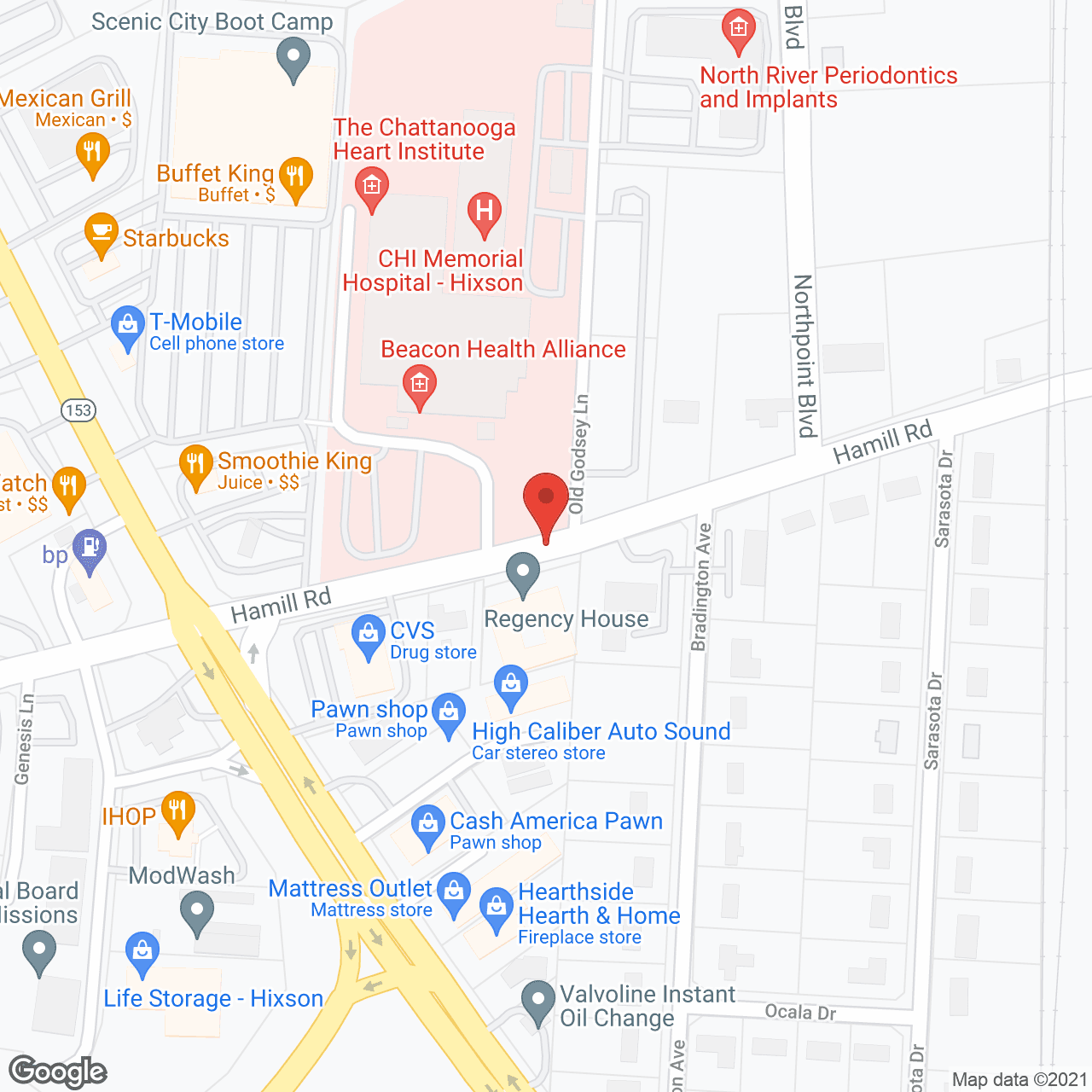 Map of the neighborhood around Regency House Assisted Living