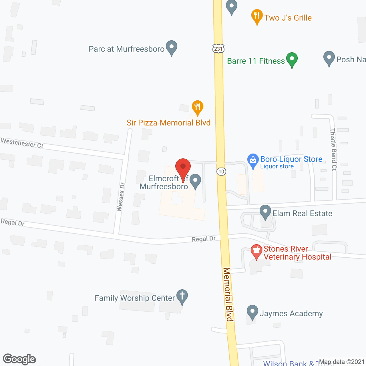 Map of the neighborhood around American House Murfreesboro