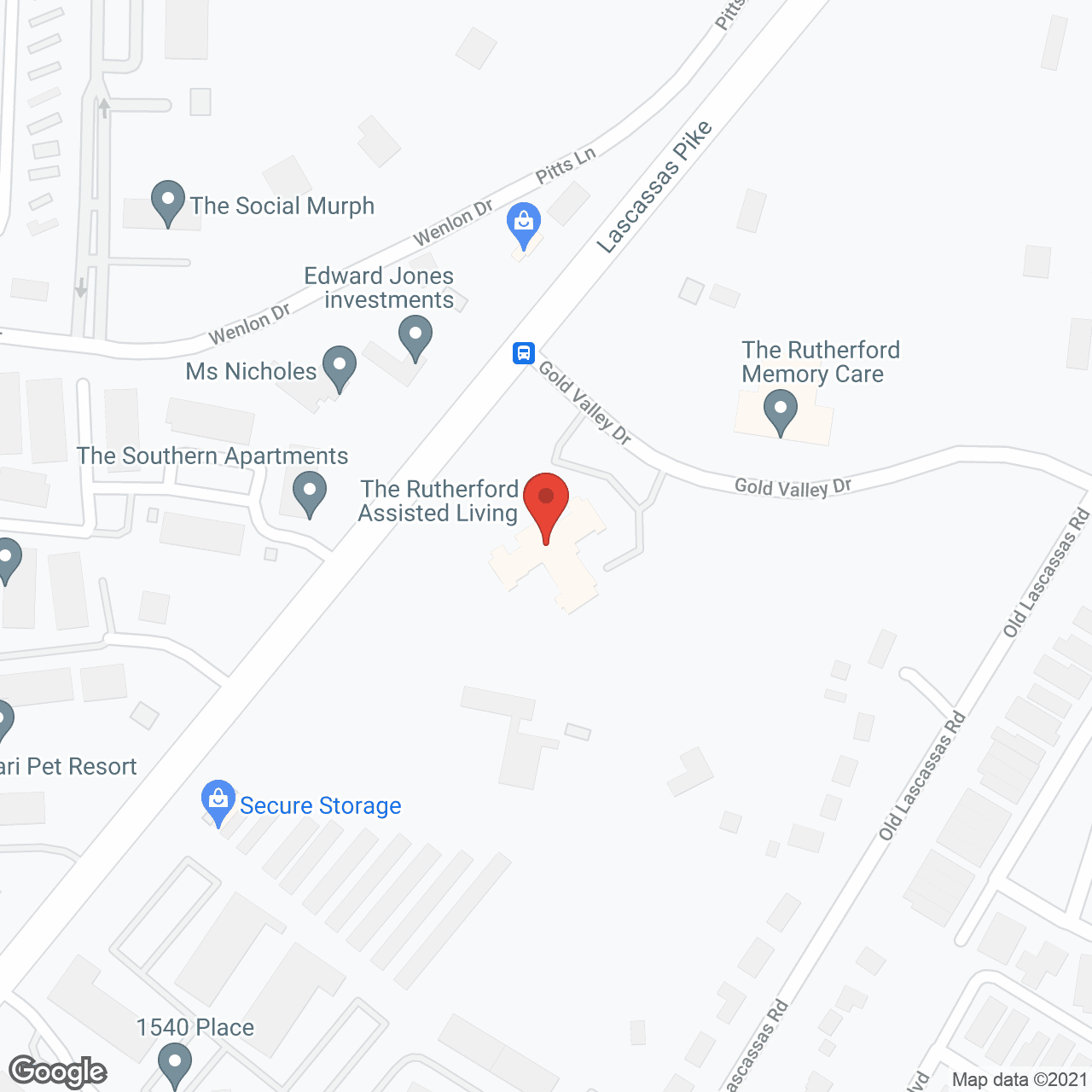 Map of the neighborhood around The Rutherford Assisted Living