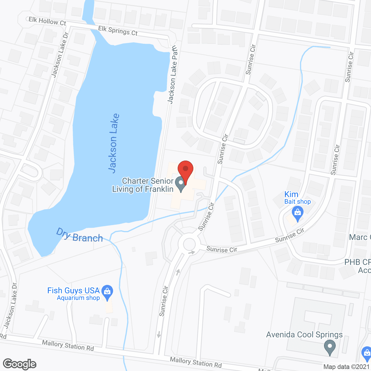 Map of the neighborhood around Charter Senior Living of Franklin