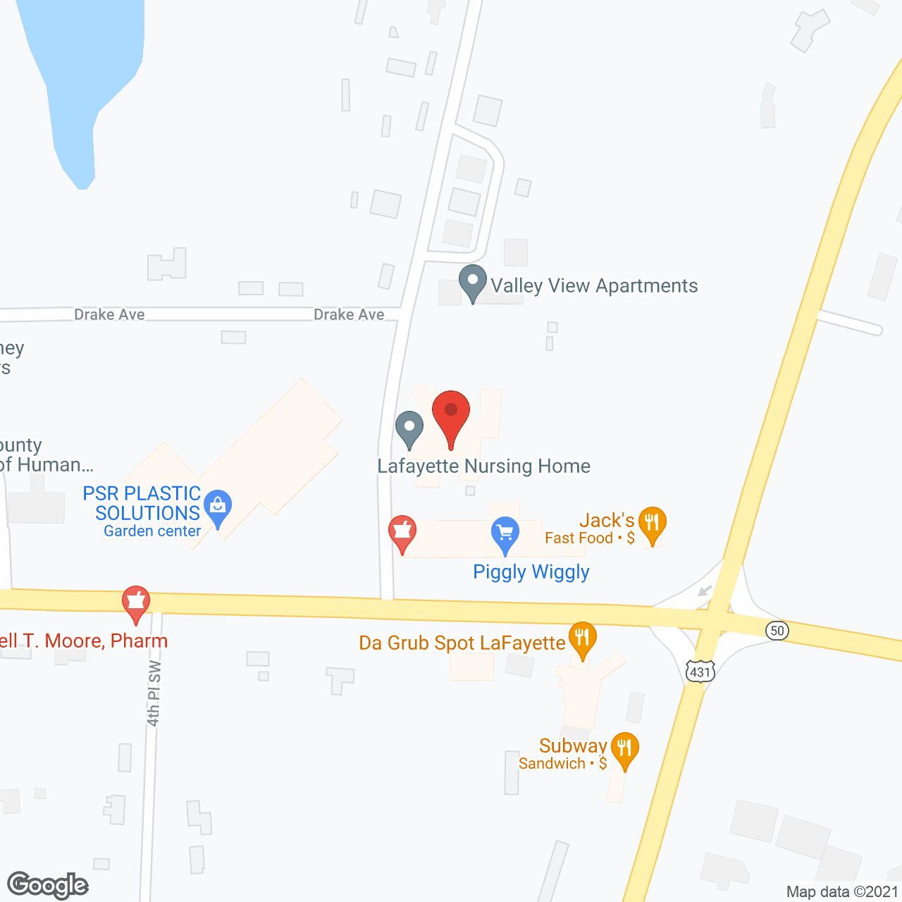 Map of the neighborhood around Lafayette Nursing Home