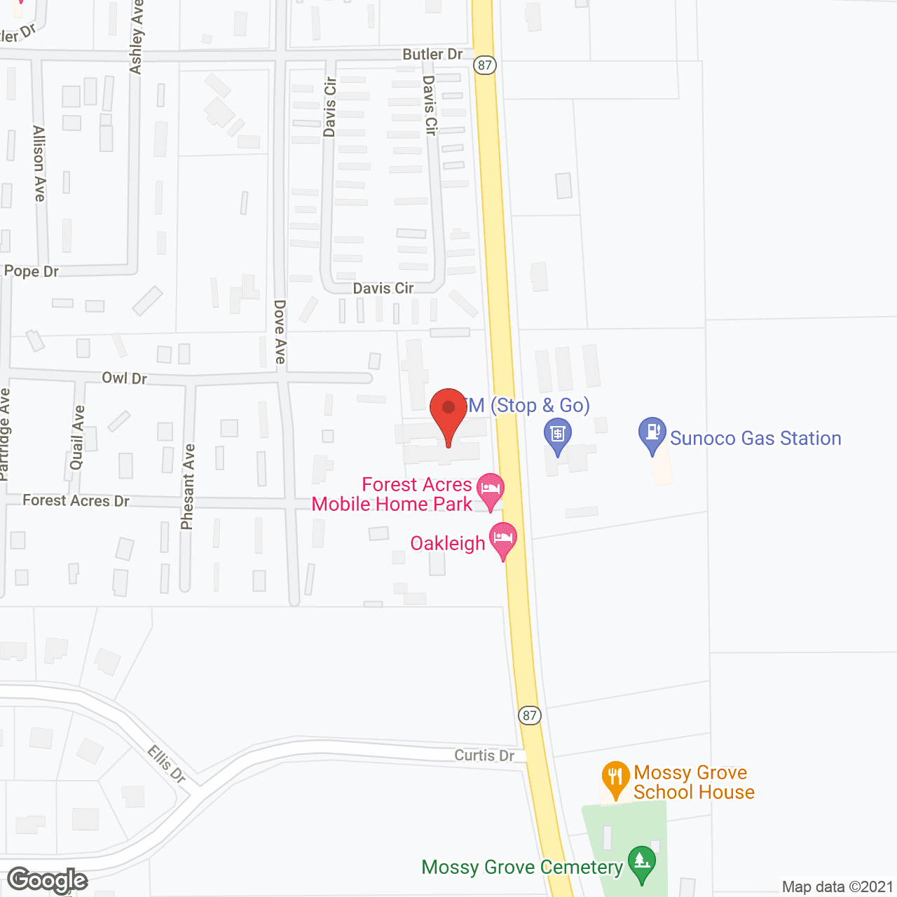 Map of the neighborhood around Magnolia Wood Lodge II and III