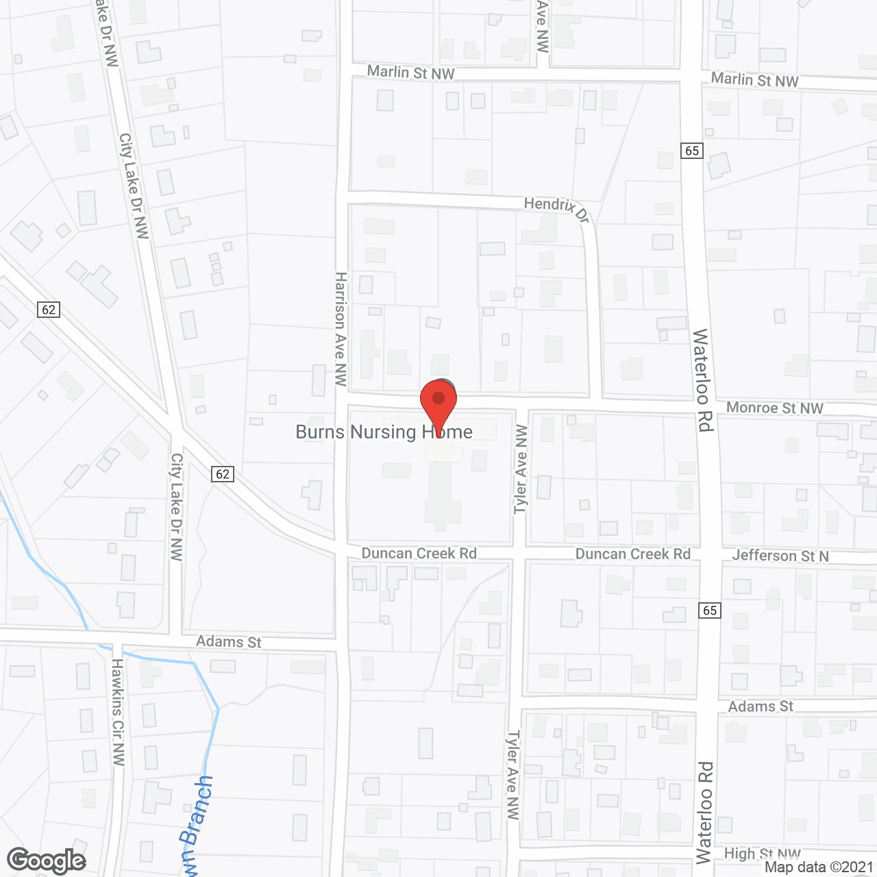 Map of the neighborhood around Burns Nursing Home