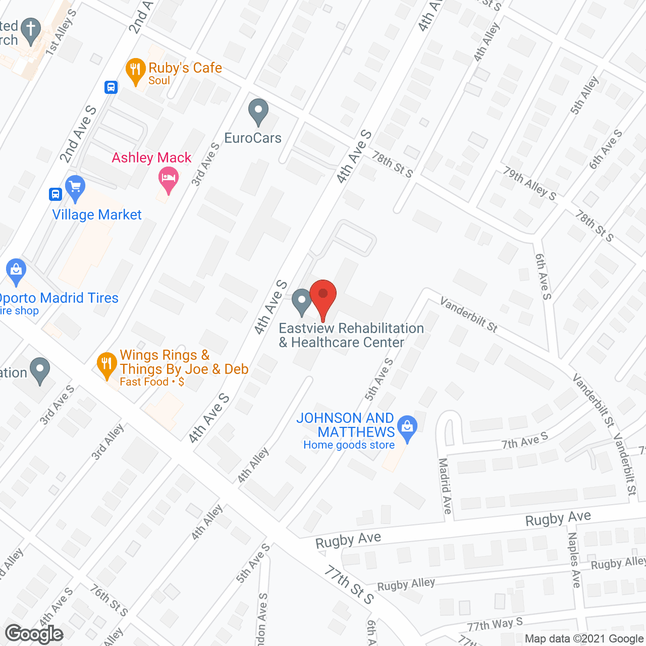Map of the neighborhood around Eastview Rehab & Healthcare Center