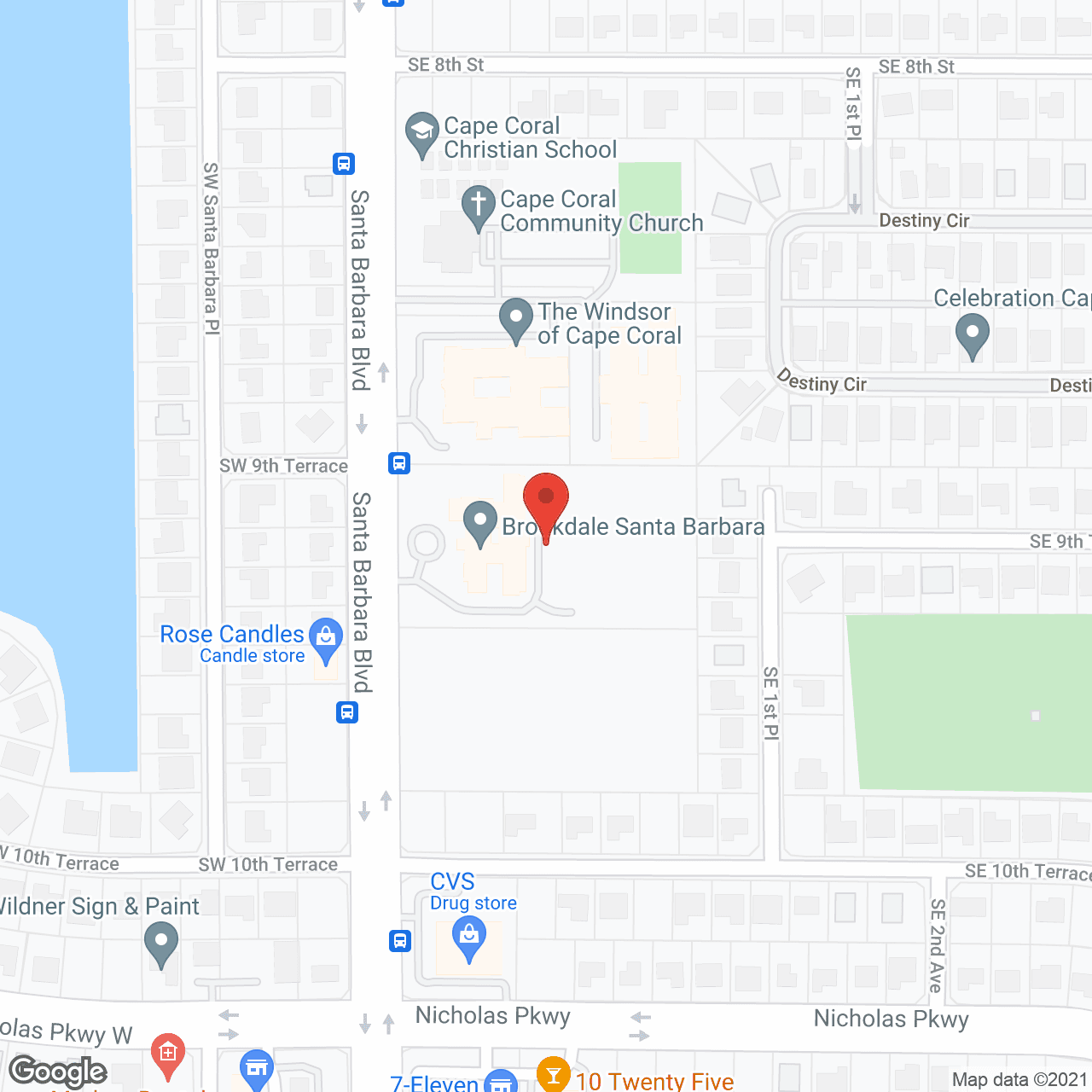 Map of the neighborhood around Brookdale Santa Barbara