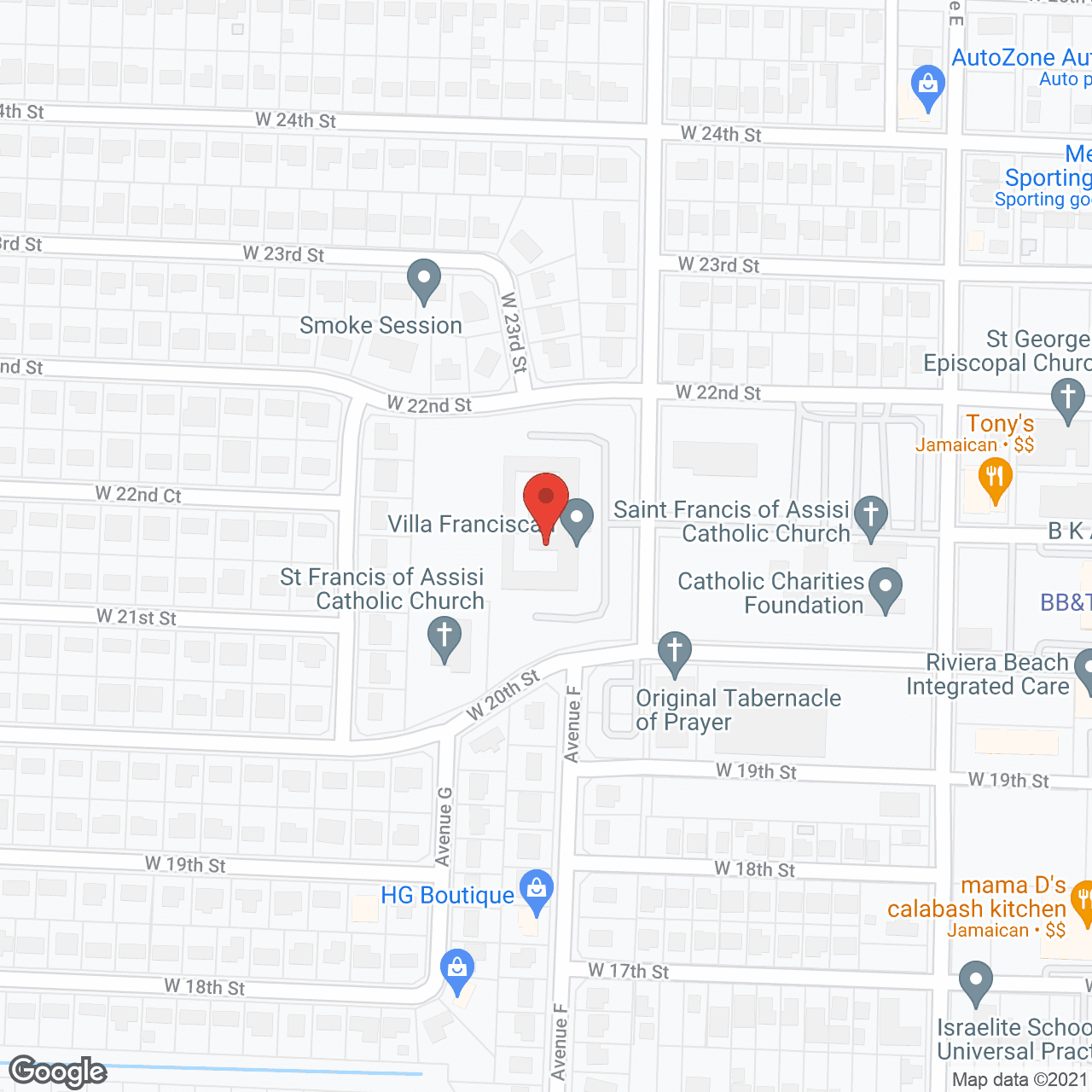 Map of the neighborhood around Villa Franciscan Inc