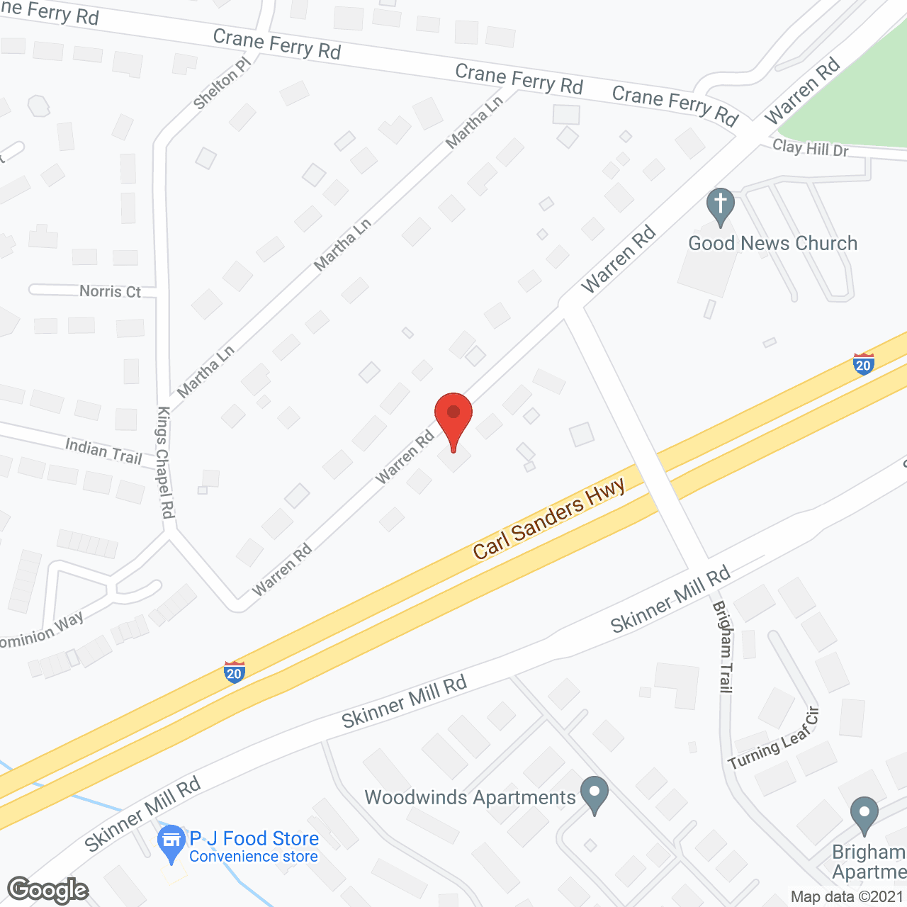 Map of the neighborhood around Cornerstone Compassion Center, Inc.