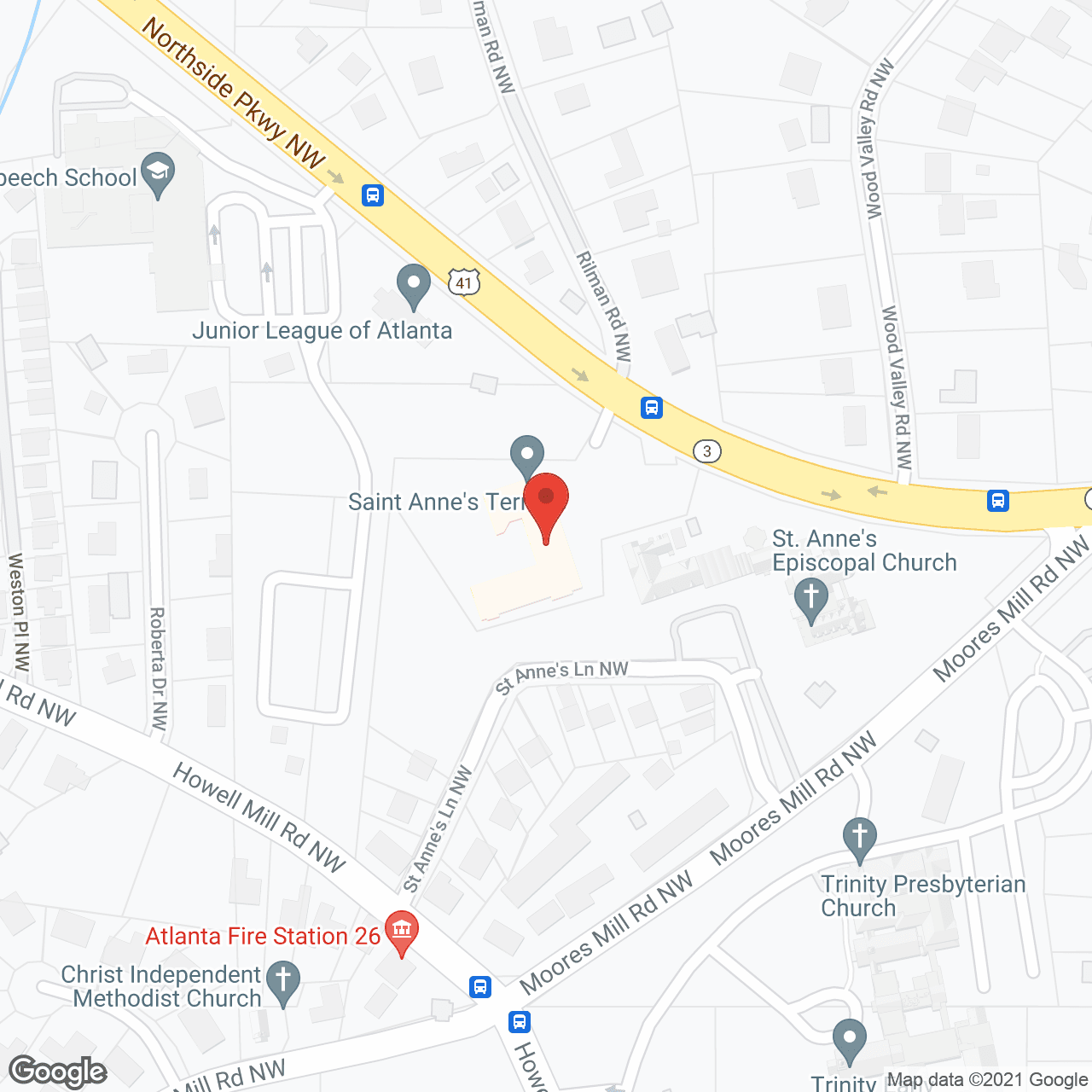 Map of the neighborhood around Saint Annes Terrace