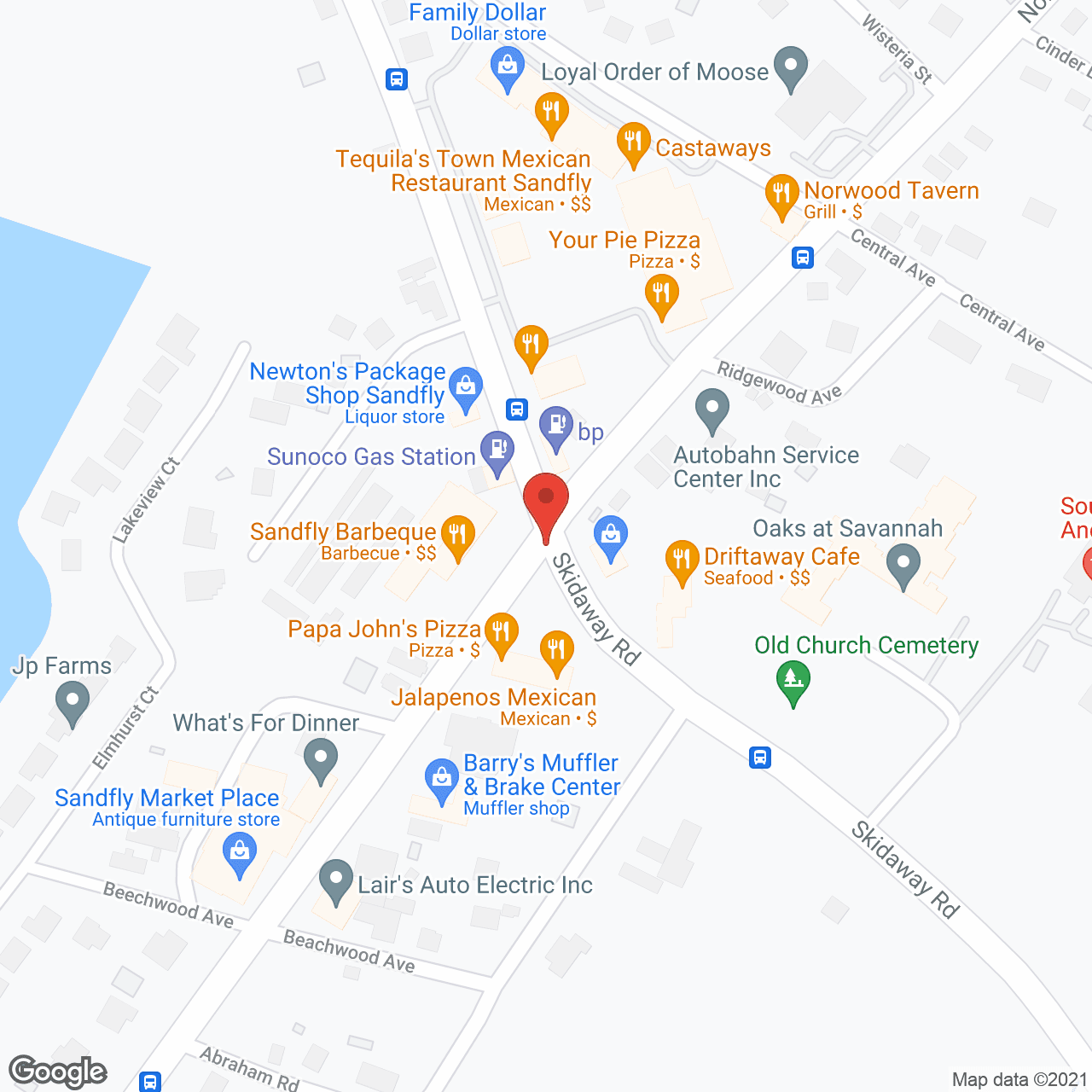 Map of the neighborhood around Oaks at Savannah