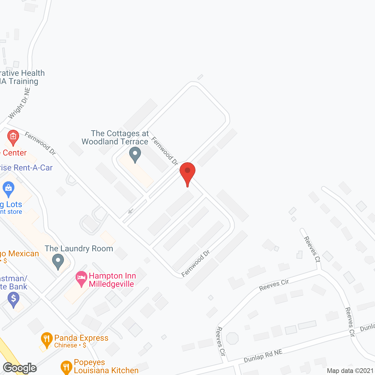 Map of the neighborhood around The Cottages of Milledgeville