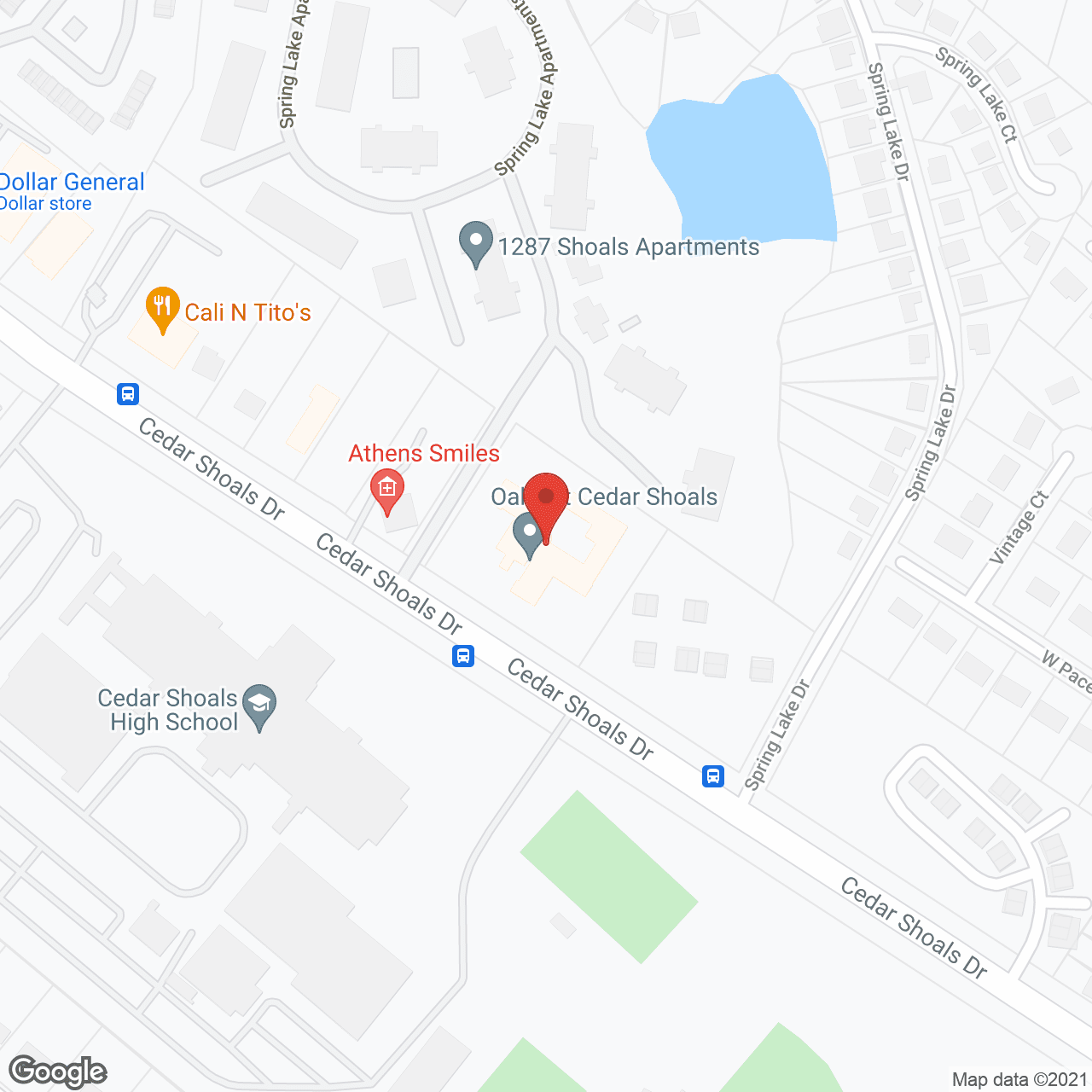 Map of the neighborhood around Oaks at Cedar Shoals