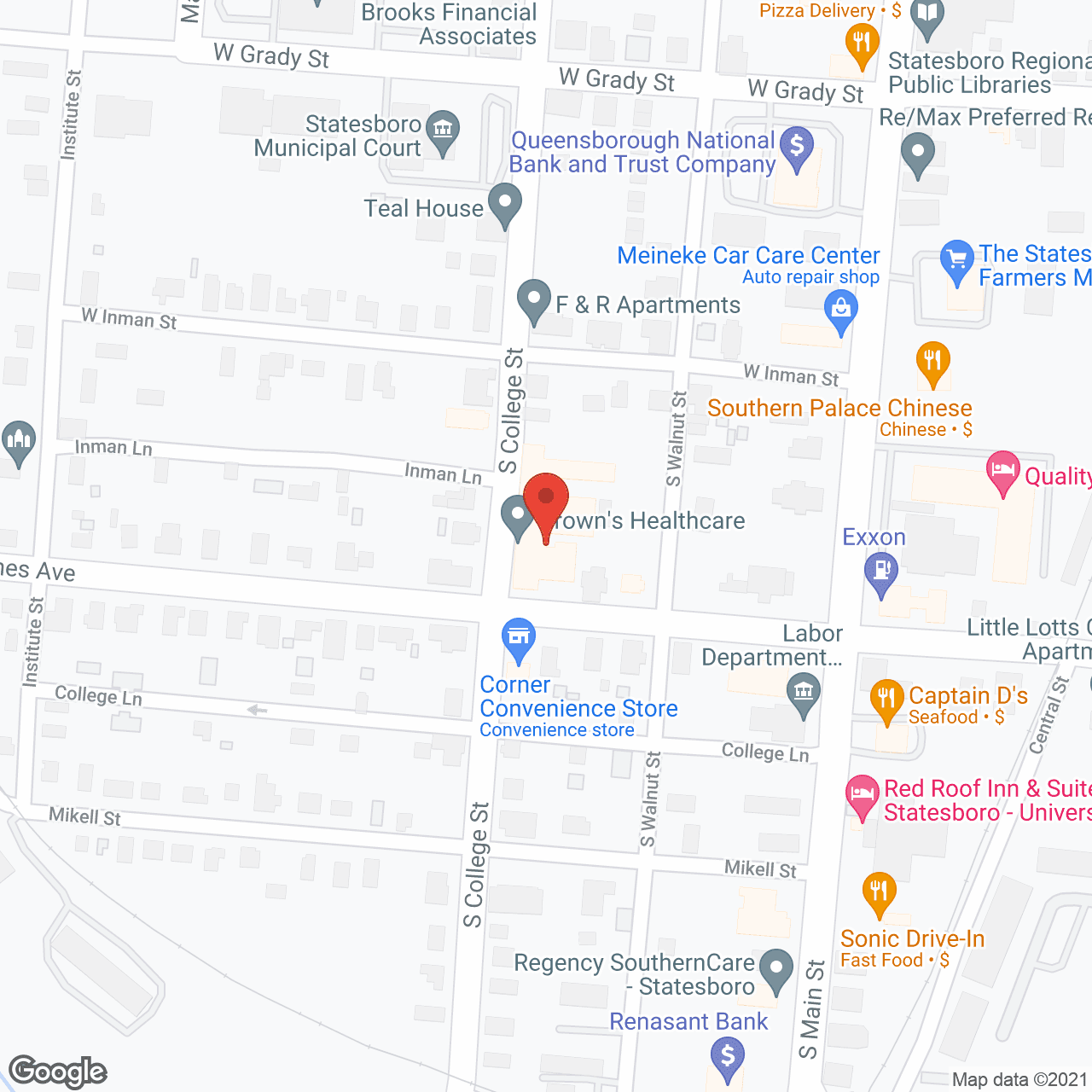 Map of the neighborhood around SunBridge Care and Rehabilitation for Statesboro