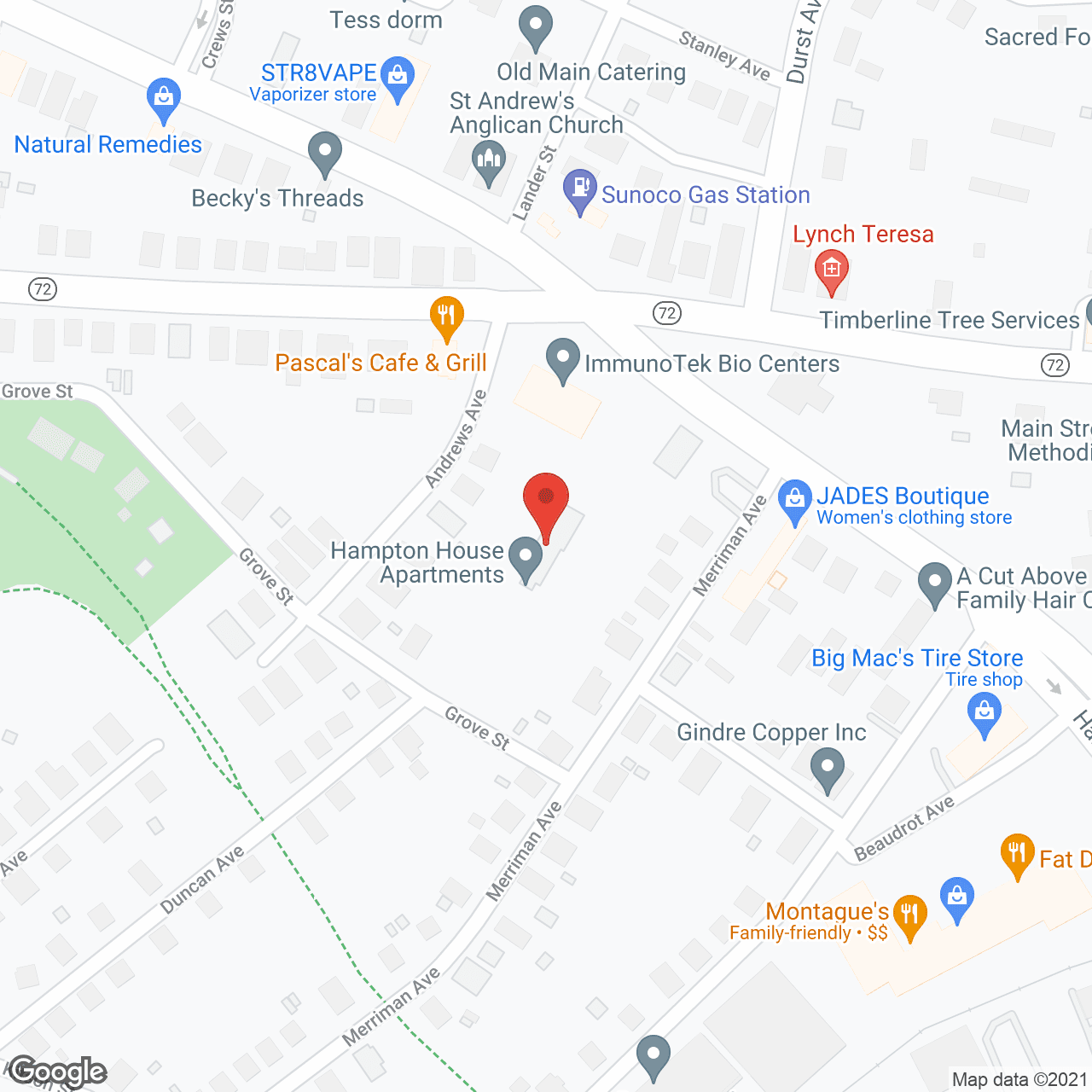 Map of the neighborhood around Hampton House Apartments