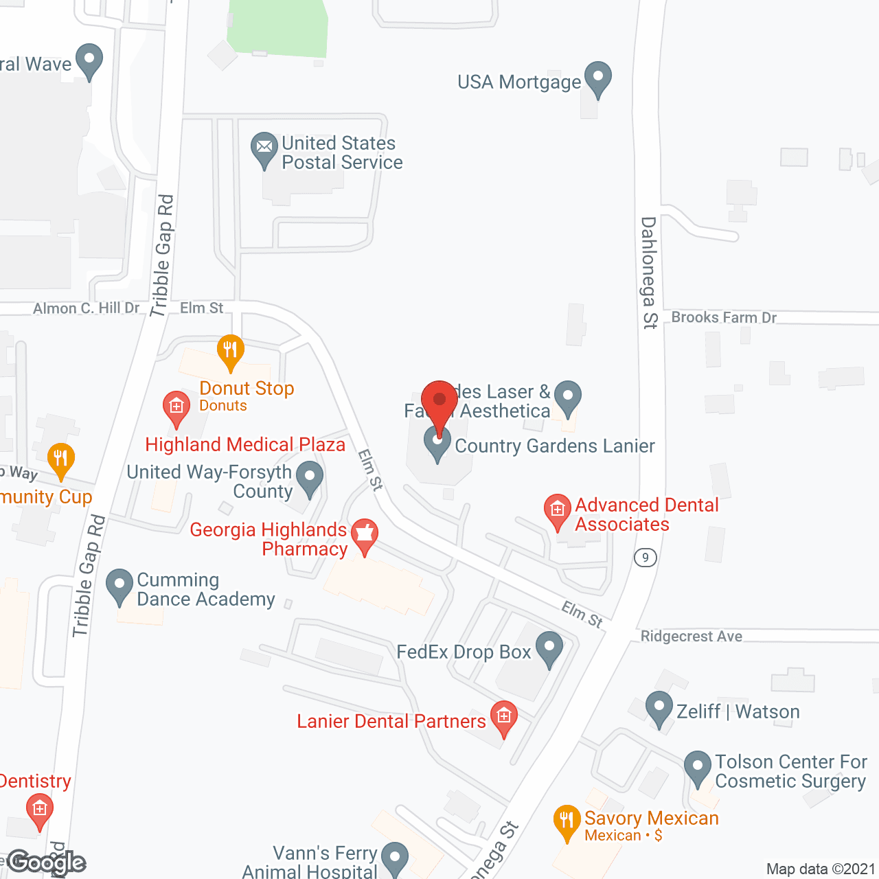 Map of the neighborhood around Country Gardens Lanier